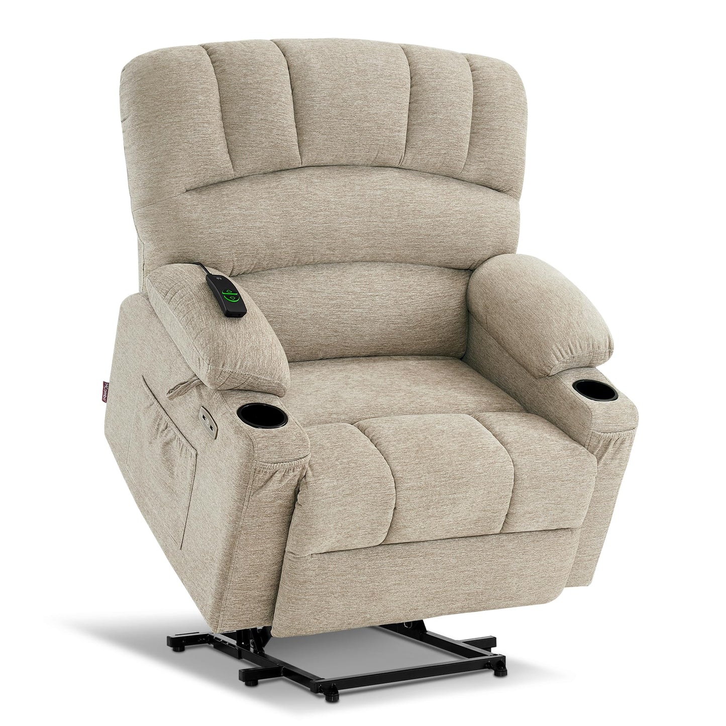 MCombo Power Lift Recliner Chair for Elderly, Lift Chair with Heat and Massage, Extra Wide Lift Recliner for Big People, Fabric R7096 (Medium-Wide, Beige)
