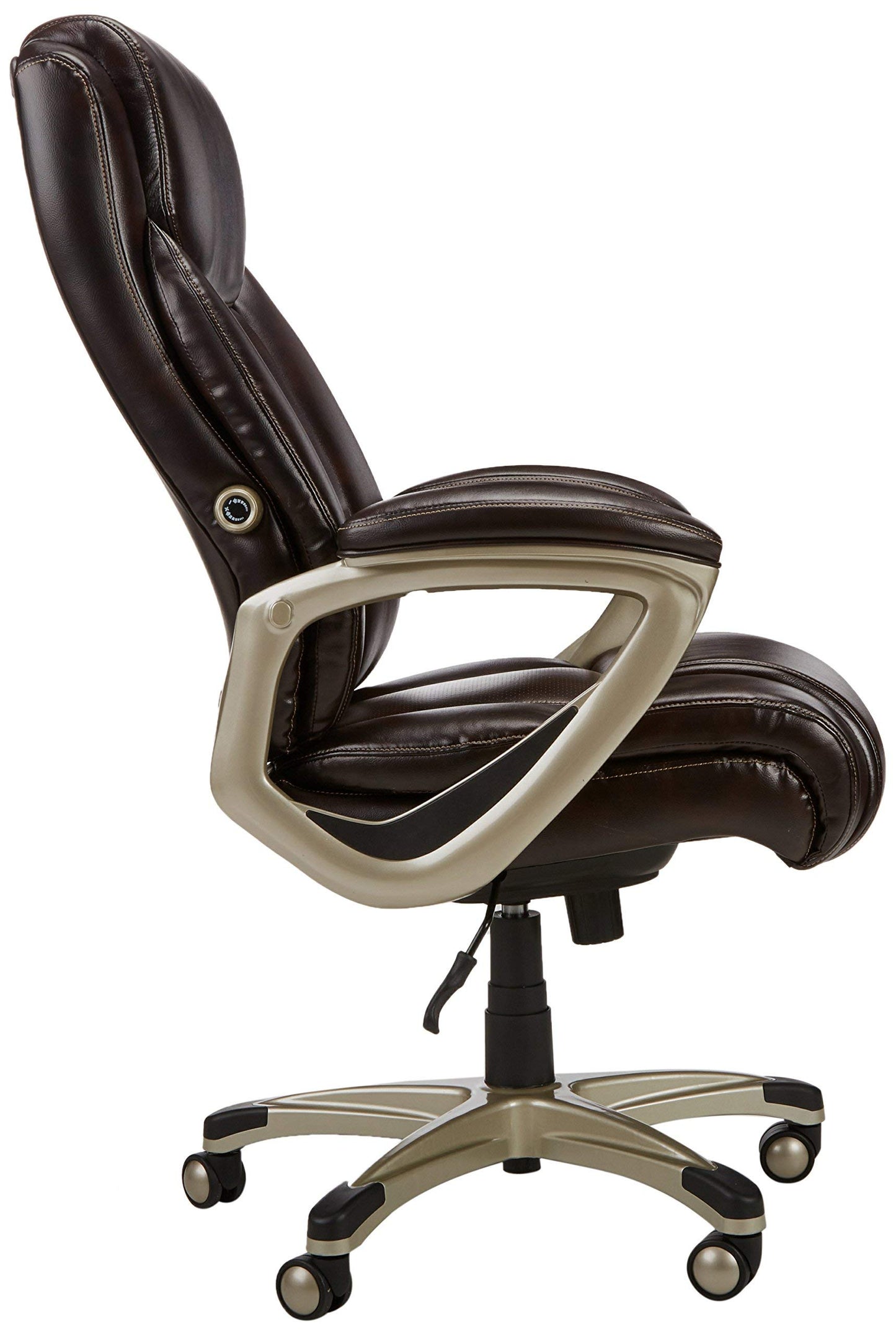 Amazon Basics Big and Tall Executive Office Chair with Lumbar Support, Adjustable Height, 360-Degree Swivel, 350-Pound Capacity, 28.5"D x 30.25"W x 47.9"H, Brown with Pewter Finish