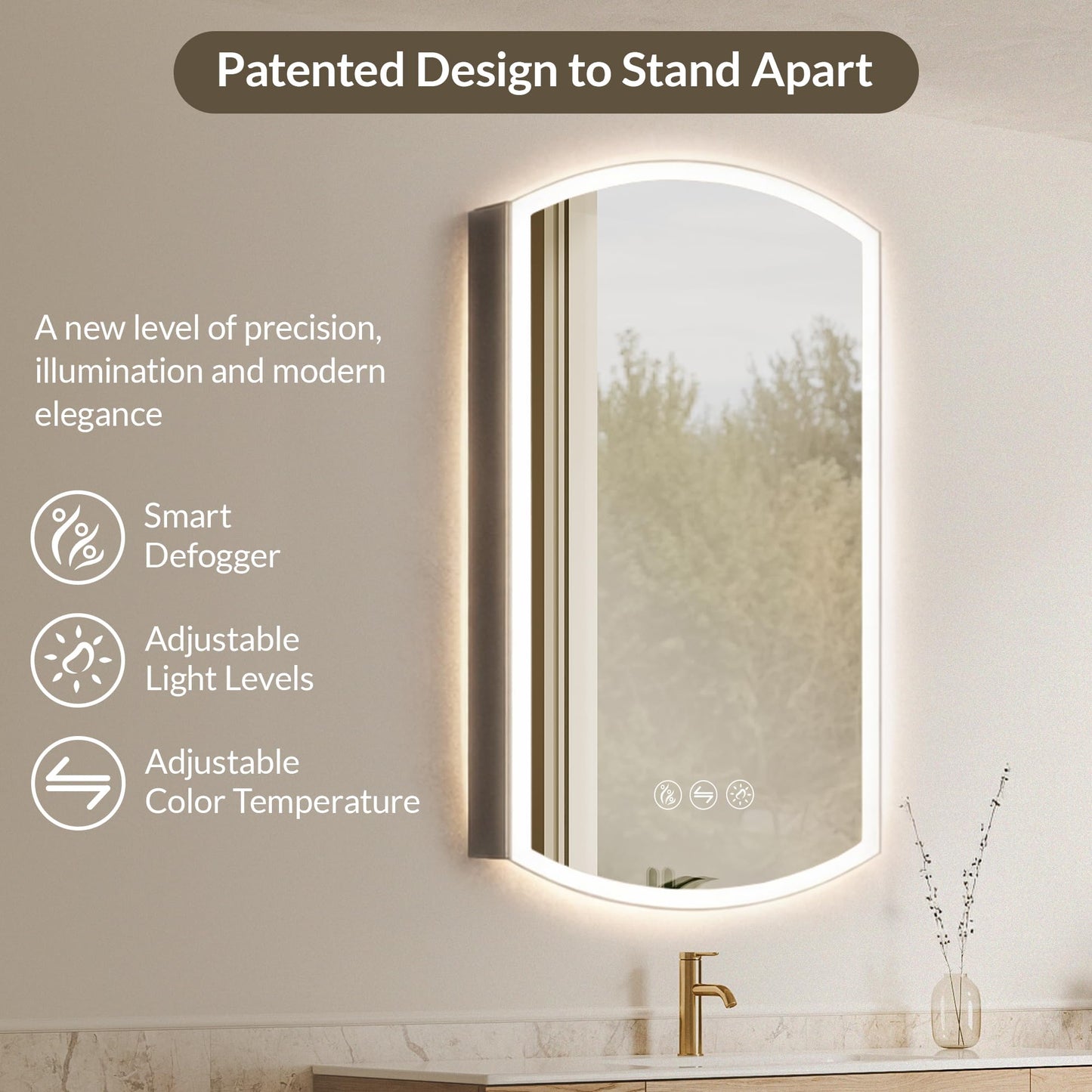 Blossom LED Medicine Cabinet Mirror for Bathroom 24x38 – Right Hinge Recessed/Surface Mounted, Anti-Fog, Adjustable Brightness, Wall Mounted Storage – Lighted Medicine Cabinet with Mirror