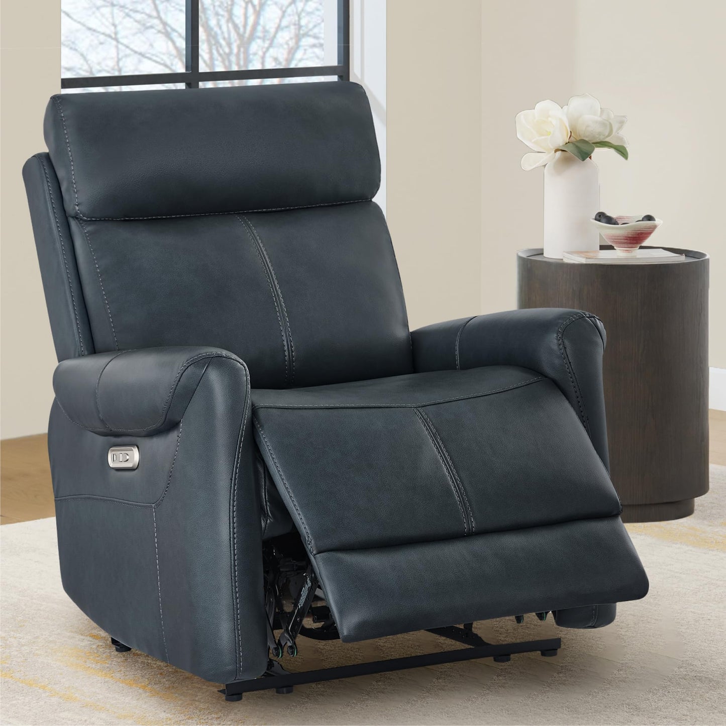 KISLOT Leather Recliner Chair for Adults Wall Hugger RV Recliner with USB Charging Ports Electric Power Reclining Sofa for Living Room Home Theater Seating Bedroom