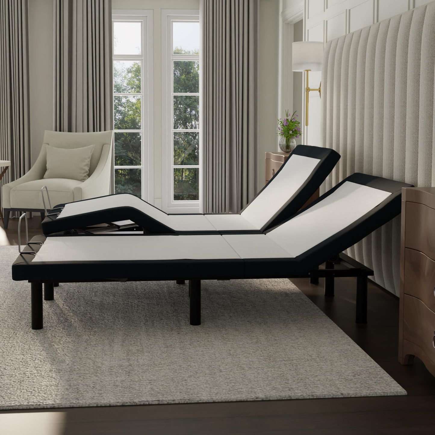 Blissful Nights Split King e4 Adjustable Bed Base Frame with Zero Gravity, Massage, Anti-Snore, Dual USB Charging, Under Bed Nightlight