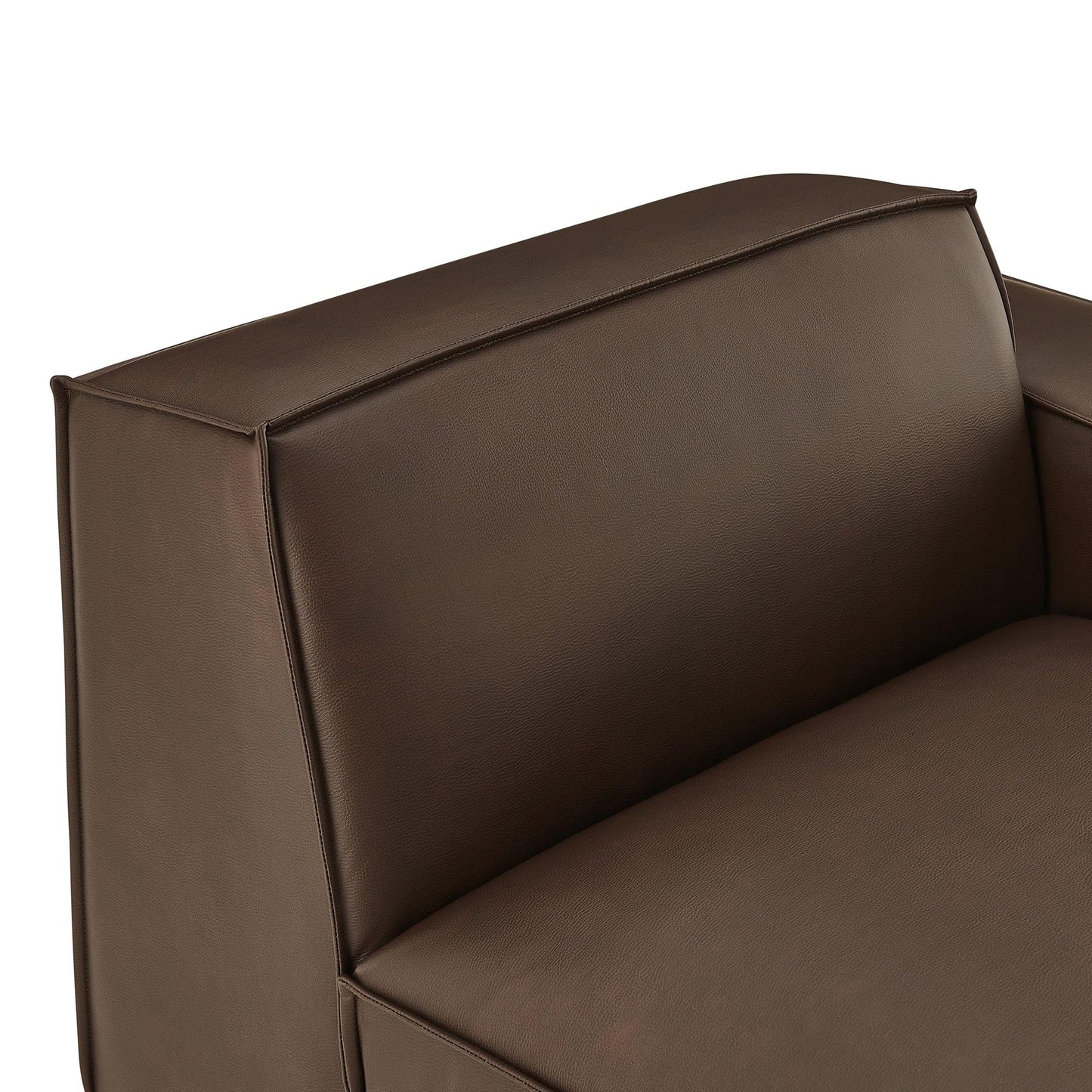 Modway Restore Right-Facing Faux Leather Modular Lounge Chair in Espresso - Living Room Vegan Leather Upholstered Single-Arm Accent Armchair for Sectional Sofa