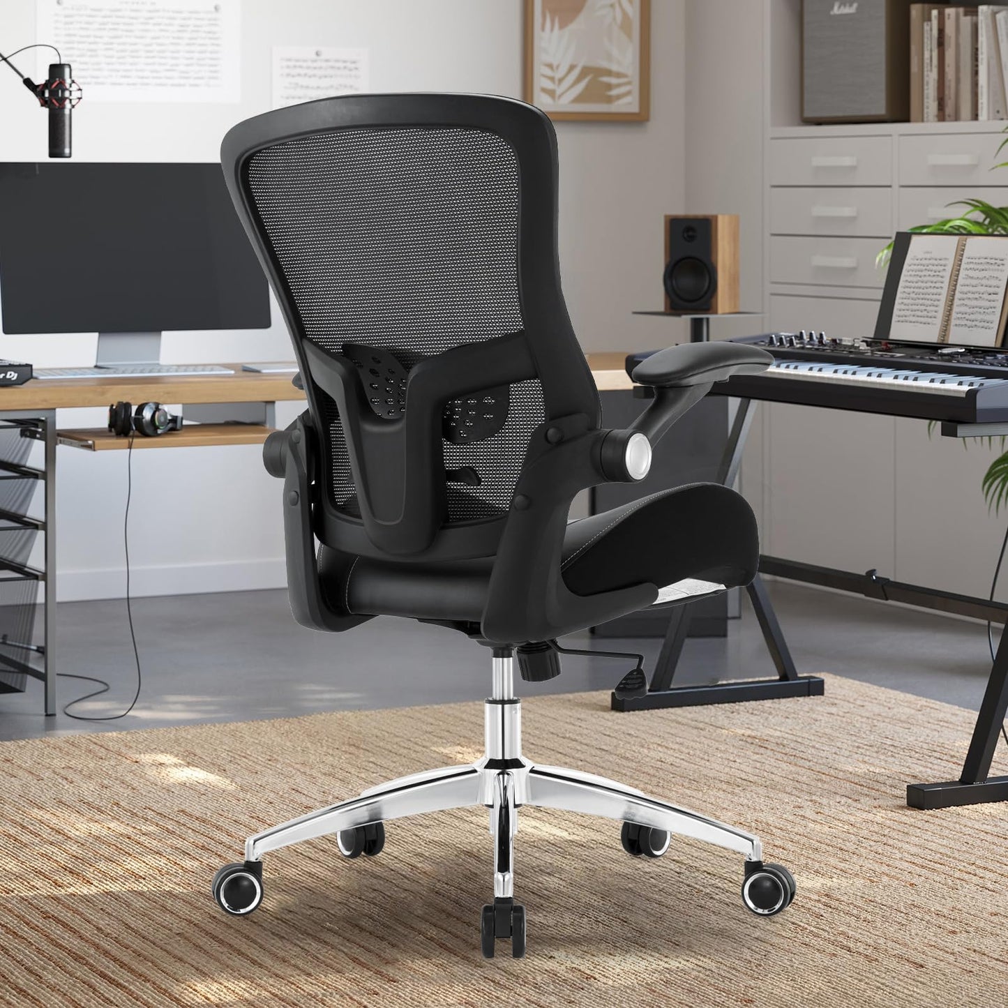 Big and Tall Office Chair 400lbs, Ergonomic Desk Chair with Wide 3D Modeling Foam Seat Cushion Heavy Duty Computer Chair with Adjustable Lumbar Support & Arms, Mesh Executive Chair for Home Office