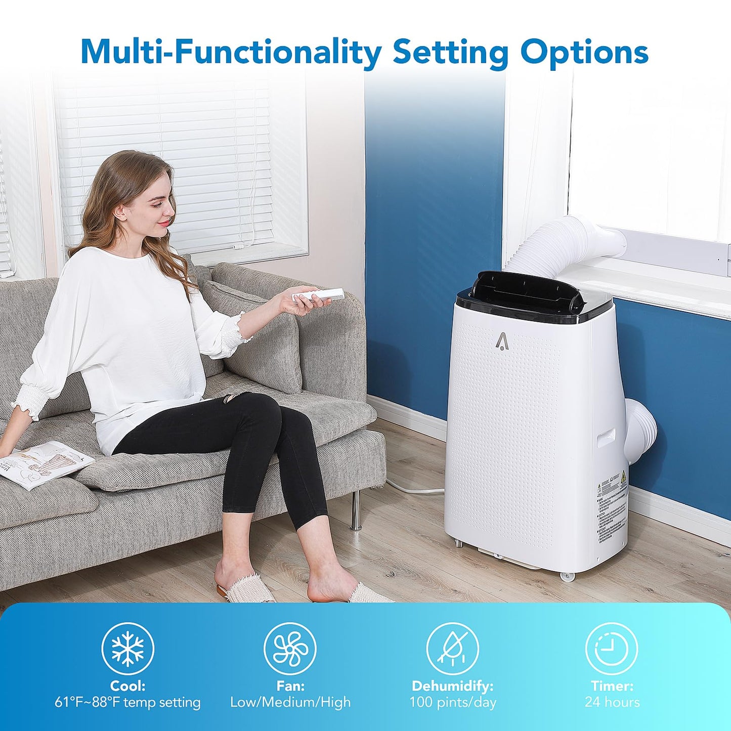 Garvee 15000 BTU Portable Air Conditioner, 3-in-1 Indoor AC Unit with Cooling, Dehumidifier, Fan, 24-Hour Timer, Remote Control & Full Window Installation Kit – Cools Rooms Up to 850 Sq. Ft, 115V