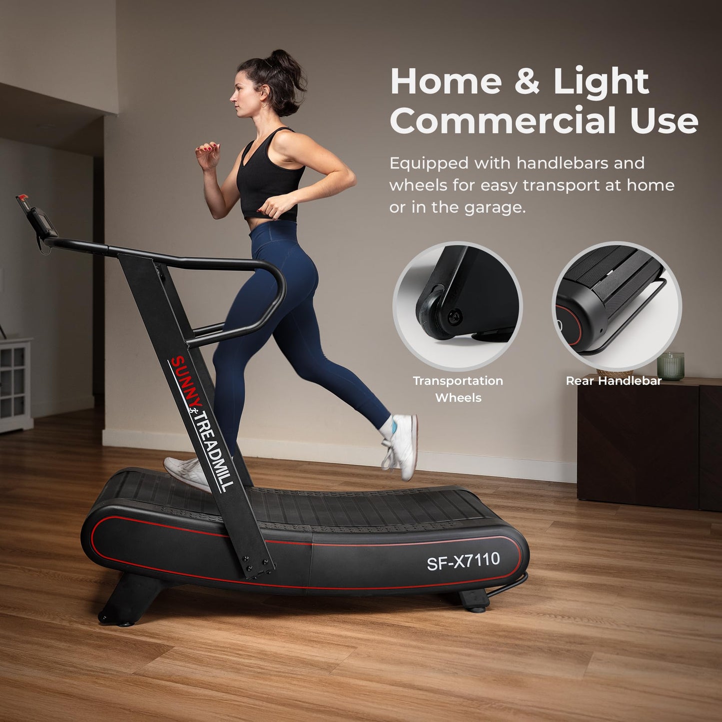 Sunny Health & Fitness Smart Ultra Manual Treadmill, Curved, Non-Motorized, High-Intensity with 8 Levels of Magnetic Resistance - SF-X7110