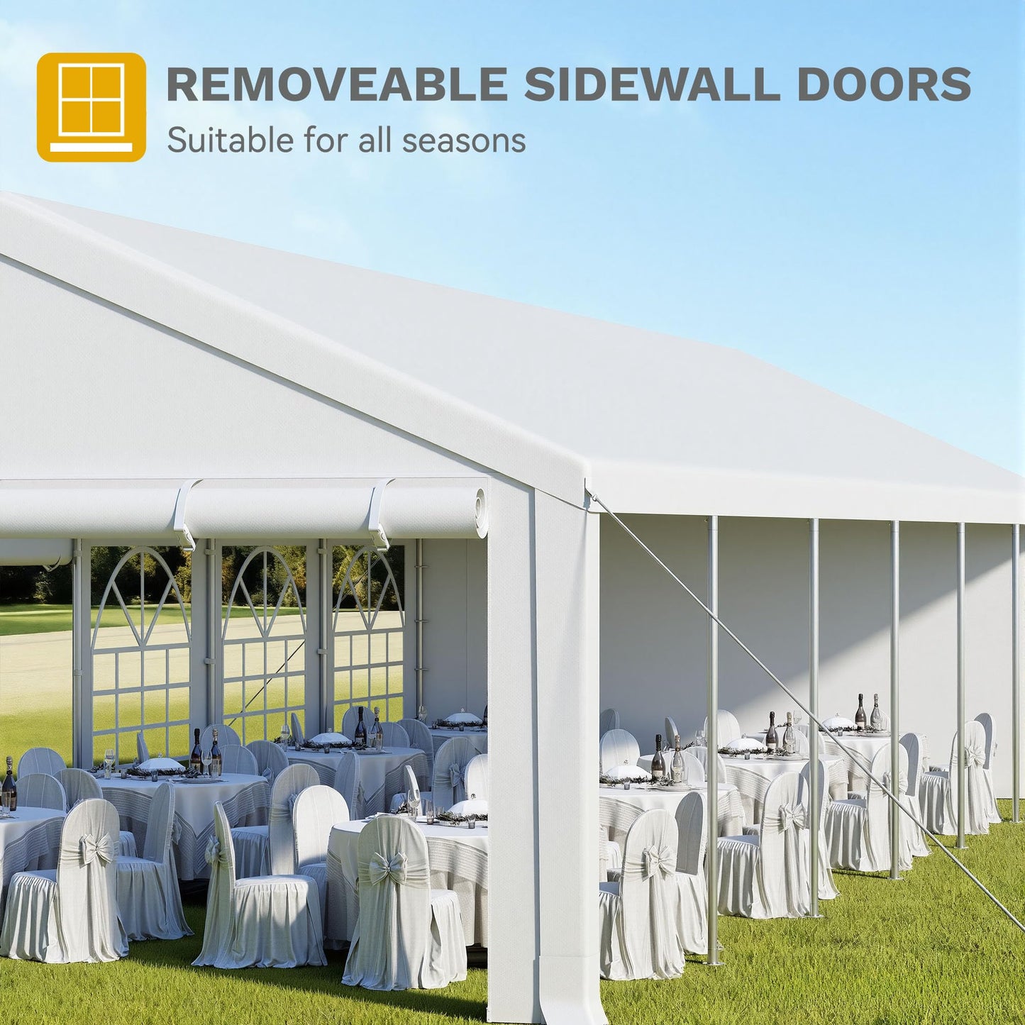DWVO 20x40ft Party Tent Outdoor Heavy Duty Wedding Event Shelters Galvanized Canopy with Upgraded Large Roof, Removable PVC Sidewalls, White