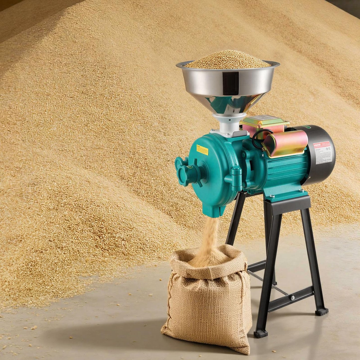 VEVOR Electric Grain Mill Grinder, Commercial Spice Grinders, 1500W Cast Iron Pulverizer Powder Machine with Non-Slip Rubber Feet, for Dry Grains, Spices, Cereals, Coffee, Corn & Pepper