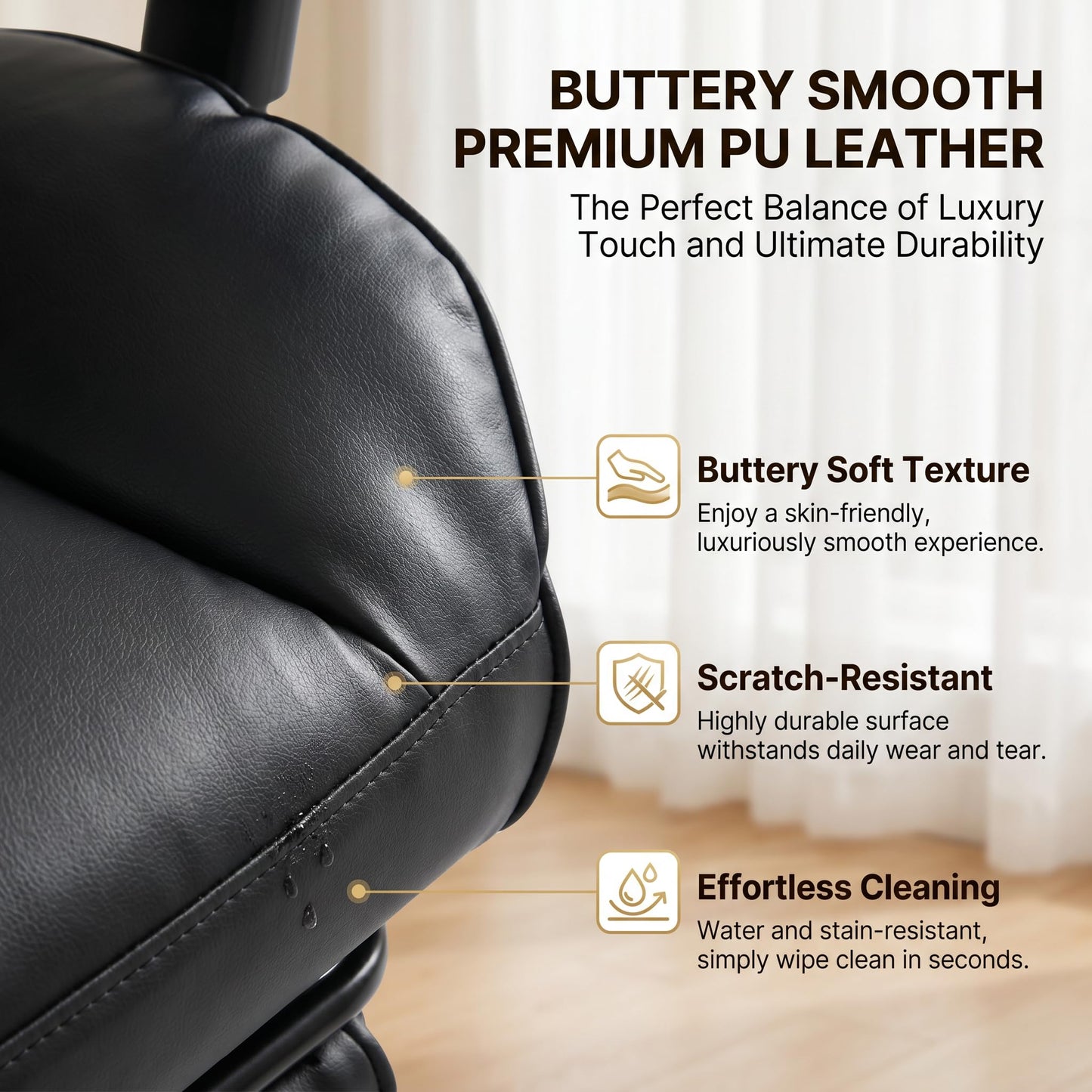 ATMILD Big and Tall Gaming Office Chair 400lbs - Heavy Duty Ergonomic Computer Desk Chair with Footrest, Adjustable Armrests, High Back PU Leather with Racing Style (Black)