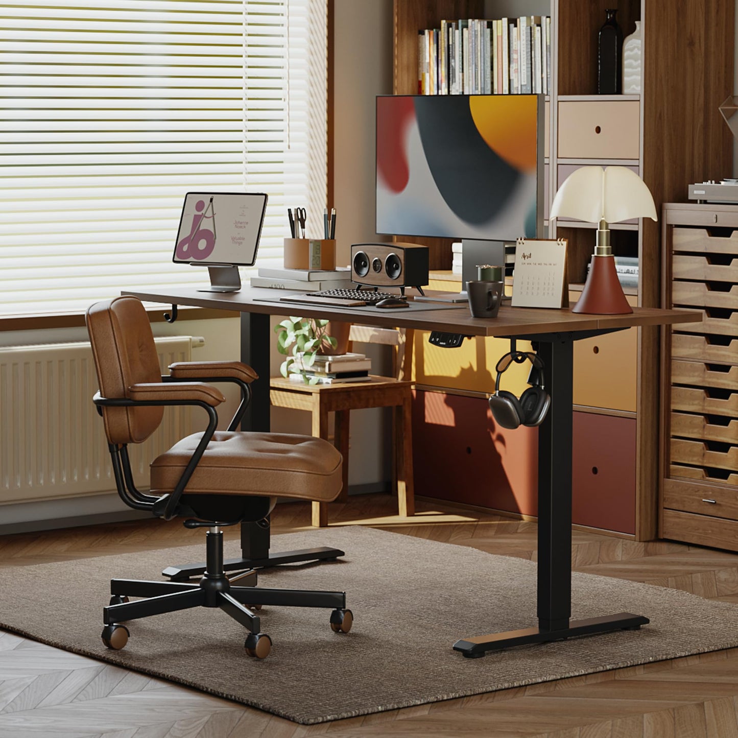 Agilestic Electric Standing Desk, 55 x 24 Inches Height Adjustable Desk, Sit Stand up for Work Office Home, Ergonomic Rising Computer Table with Memory Preset, Dark Walnut