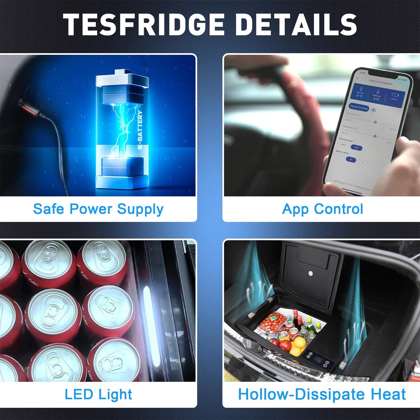 CHERY INDUSTRIAL.COM Tesla Cooler Car Refrigerator 12 Volt Tesla Fridge Model Y Portable 35QT(33L) Car Freezer App Control -4℉-50℉ Ultra Quiet for Travel Camping Road Trips