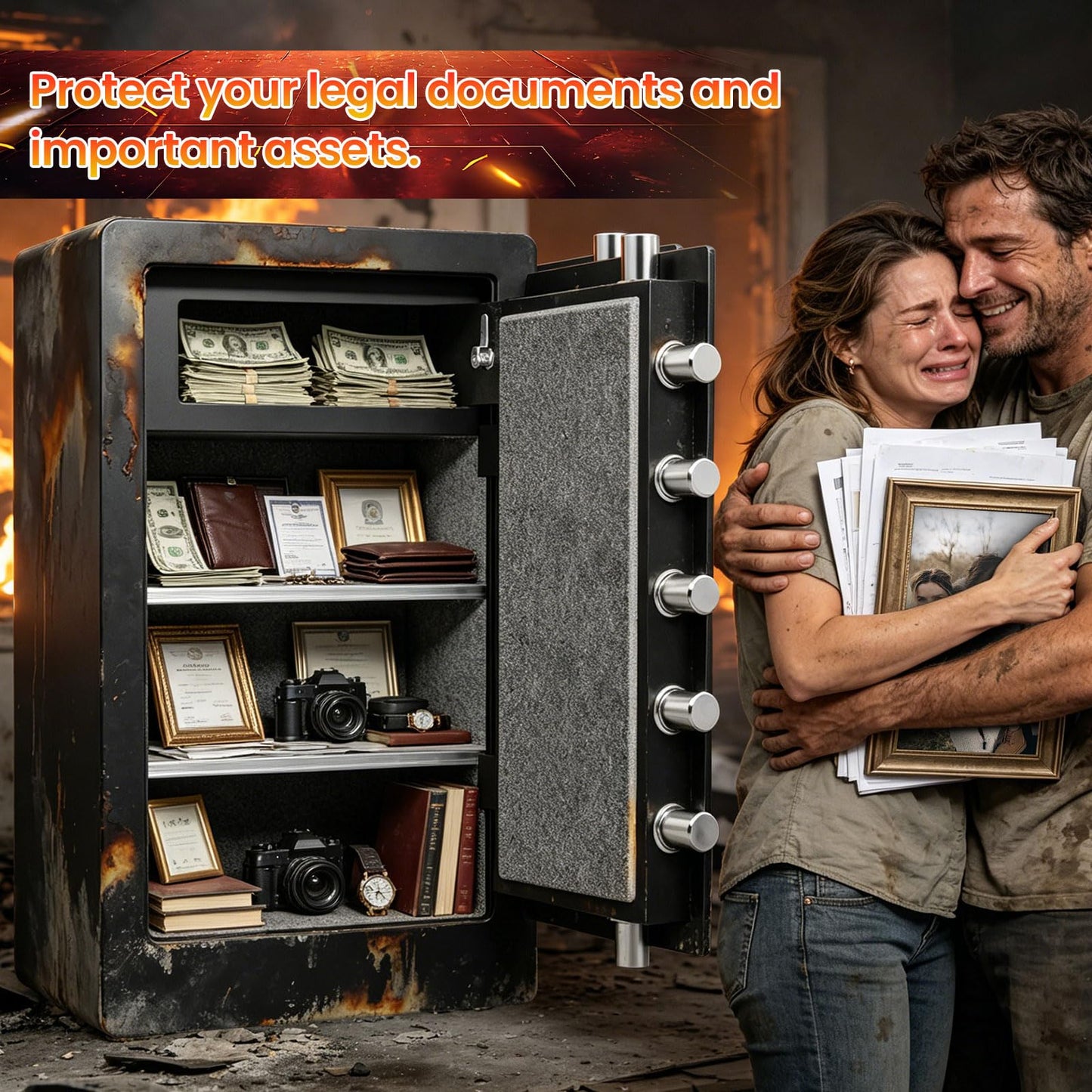 [𝟐𝟎𝟐𝟔] [𝟏𝐇 𝟏𝟕𝟎𝟎°𝐅][6.6 𝐂𝐮 𝐅𝐭] Fire Proof Safe for Home Documents, [60 𝐋𝐛𝐬] Large Heavy Duty Biometric Safe Box with Fingerprint & Keypad, Fireproof Safes with Anti-Theft Alarm
