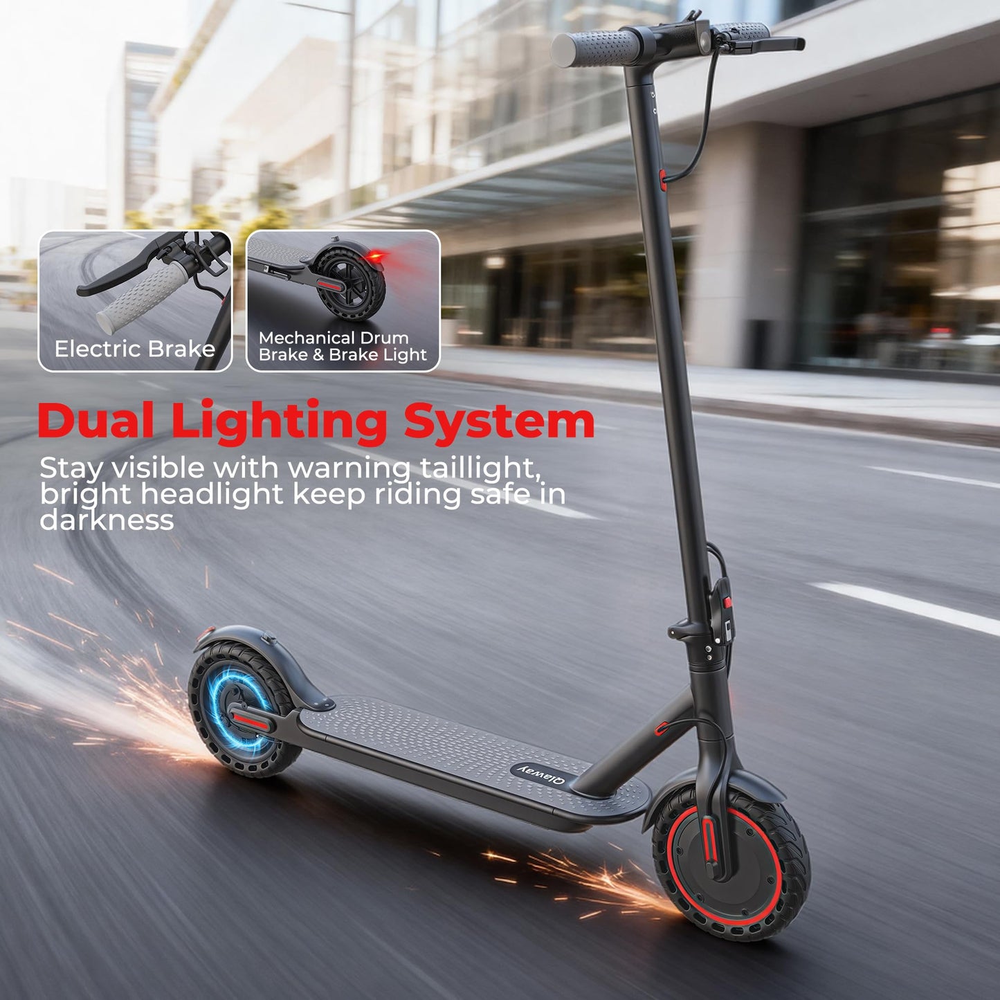 Qlaway 8.5" Aluminum Alloy Frame E Scooter for Adults 19 MPH Sport Escooter 350W Motor, Electric Scooter Up to 22 Miles Range, Bearing 265 LBS/APP Control-Black