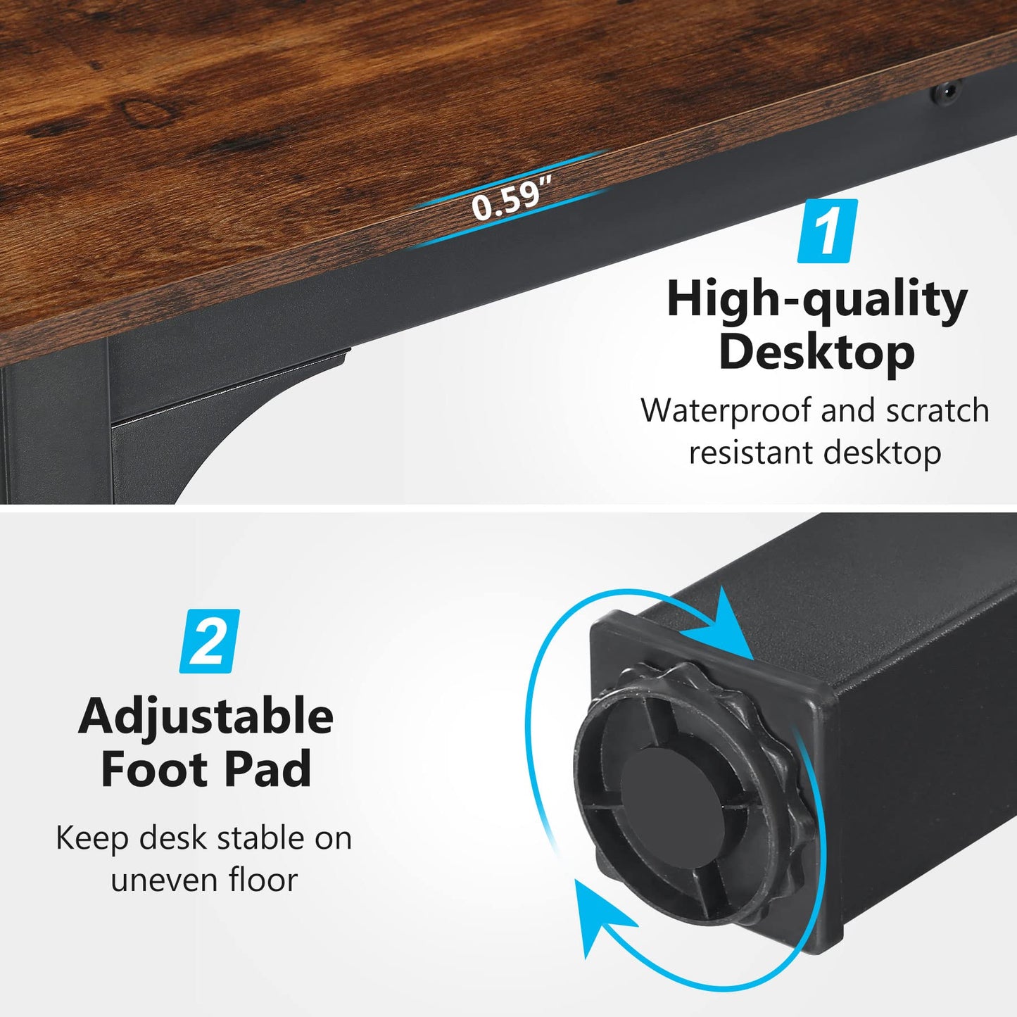 Tribesigns 78.7 Inches Extra Long Computer Desk 2 Person Desk, Double Long Desk, Workstaion for Home Office, Brown+Black