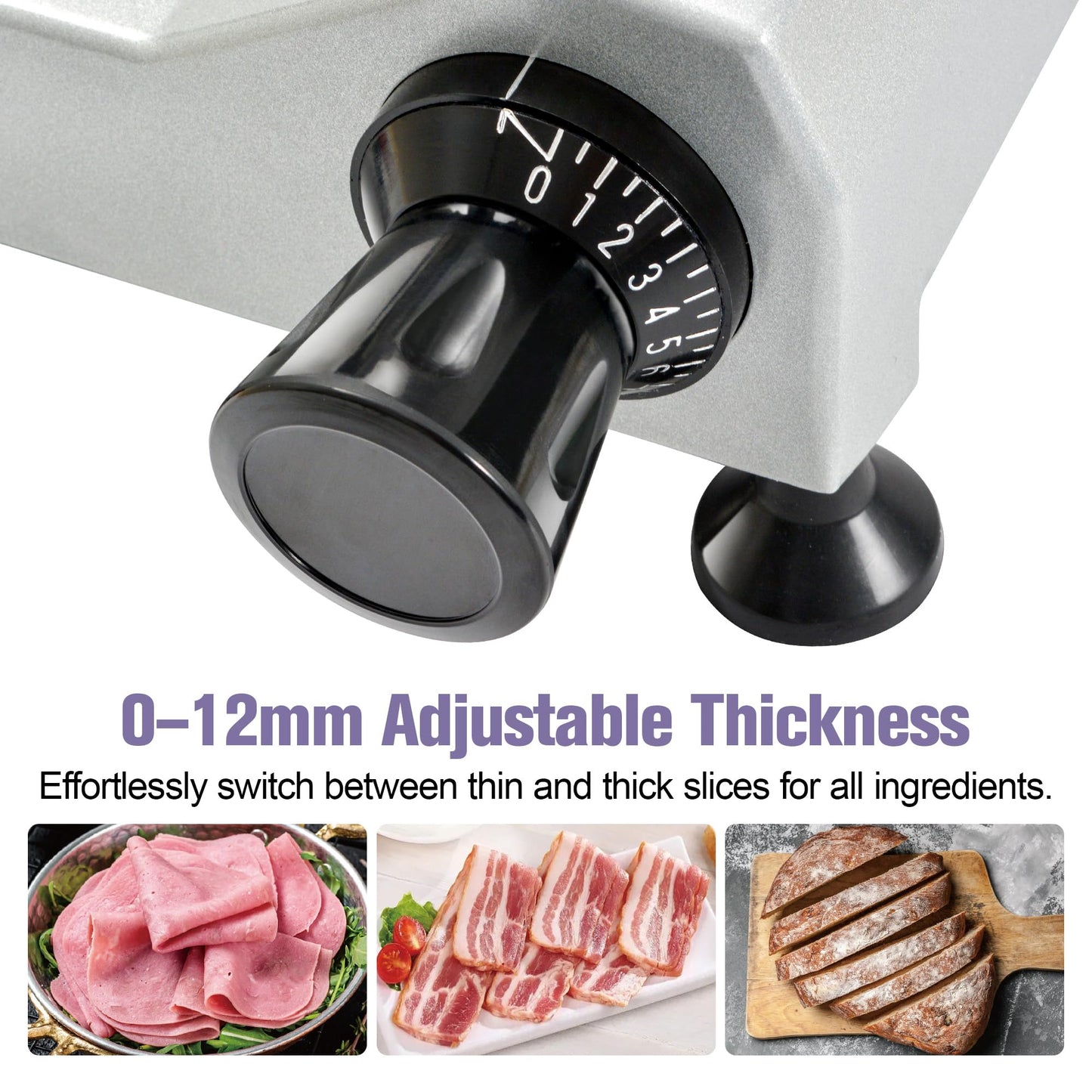 OKF Meat Slicer, 10 Inch Commercial Meat Slicer, 240W Meat Slicer Machine, Heavy-Duty Slicer Machine, Premium Chromium-plated Steel Blade, Deli Slicer for Meat, Cheese, Semi-Frozen Foods