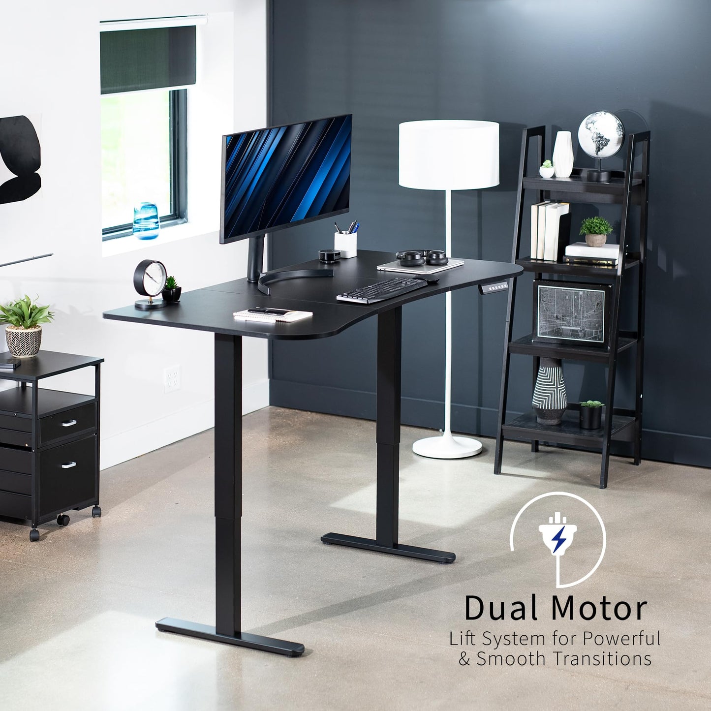 VIVO Electric 63 x 32 in Dual Motor Standing Desk, Memory Height Adjustment, E2B Series, Black Top Black Frame, DESK-KIT-E2B1B