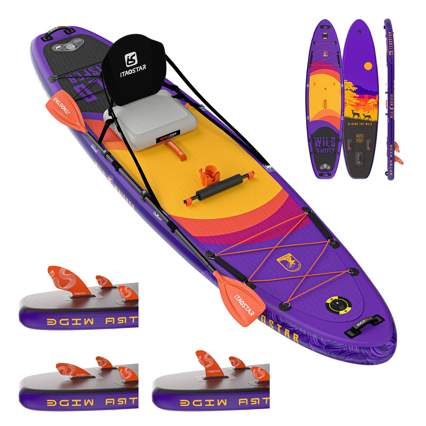 iTAOSTAR W03CP 12'x35 Inflatable Stand Up Paddle Board for Adults - Extra Wide Inflatable SUP Boards with Seat, Premium SUP Package with Full Accessories for Touring & Yoga