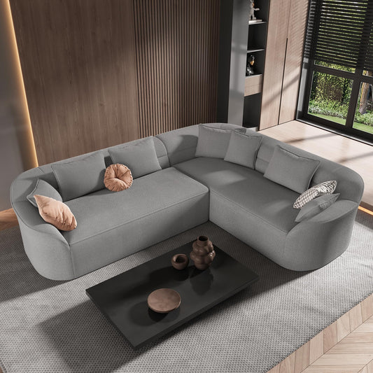 Vesgantti 110" Modern Curved Sectional Sofa, Oversized Chenille Cloud Couch for Living Room, Comfy Luxury L-Shaped Boneless Sofa with Extra Deep Seat, Tool-Free Assembly, Dark Grey