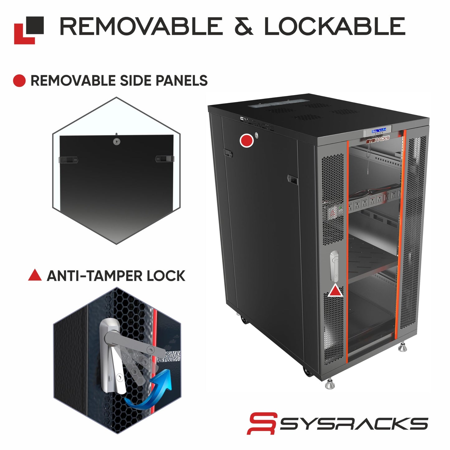 Server Rack Cabinet, 39” Deep 19” Floor Standing Network Enclosure (Glass Door, 18U – 39" Deep (24" W x 39" D x 37" H))
