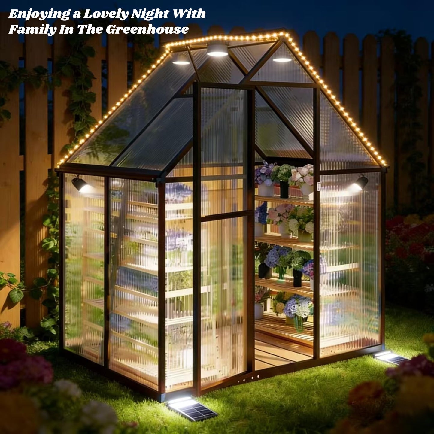 6x4 FT Greenhouse for Outdoors, Polycarbonate Greenhouse with Quick Setup Structure and Roof Vent, Aluminum Large Walk-in Green House for Outside Garden Backyard, Charcoal Black