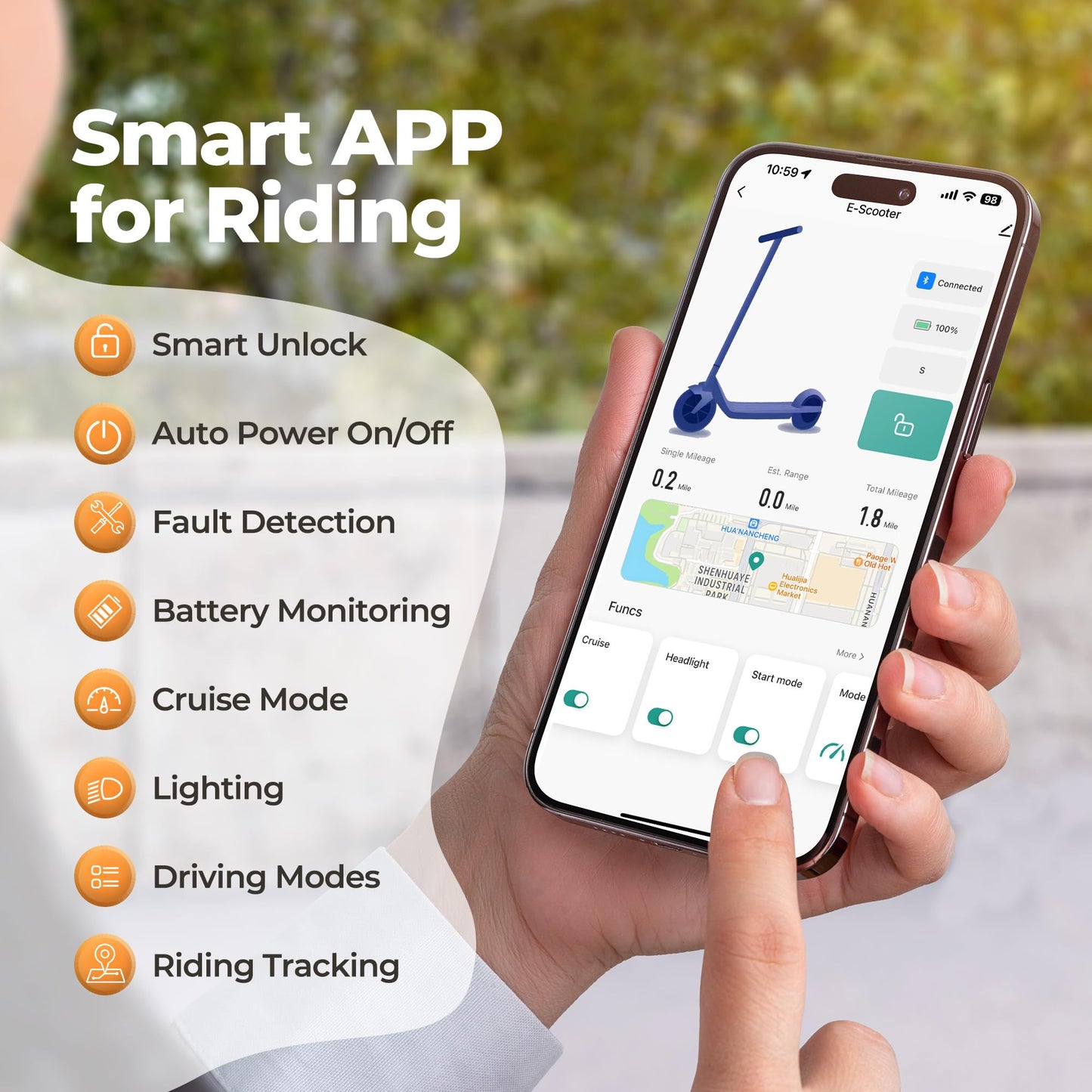 MAXSHOT Electric Scooter for Adults, 8.5/10/14" Tires, 19/22Mph, 350W/500W Motor, 21-28 Miles Range, Folding E-Scooter with Dual Suspension,APP Contro