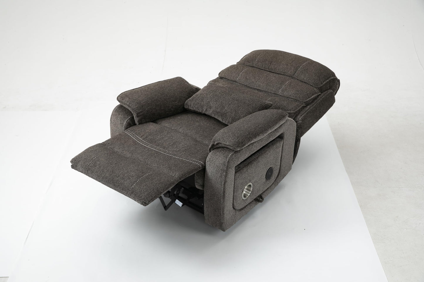 Ball & Cast Lift Recliner Chair with Sides Pockets,Lounge Relax Single Sofa W/Maximum Adjustable Tilt 180 Degrees and Multi-Function Massage & Heat,Armrests W/Cup Holder,for Living Room,Light Brown