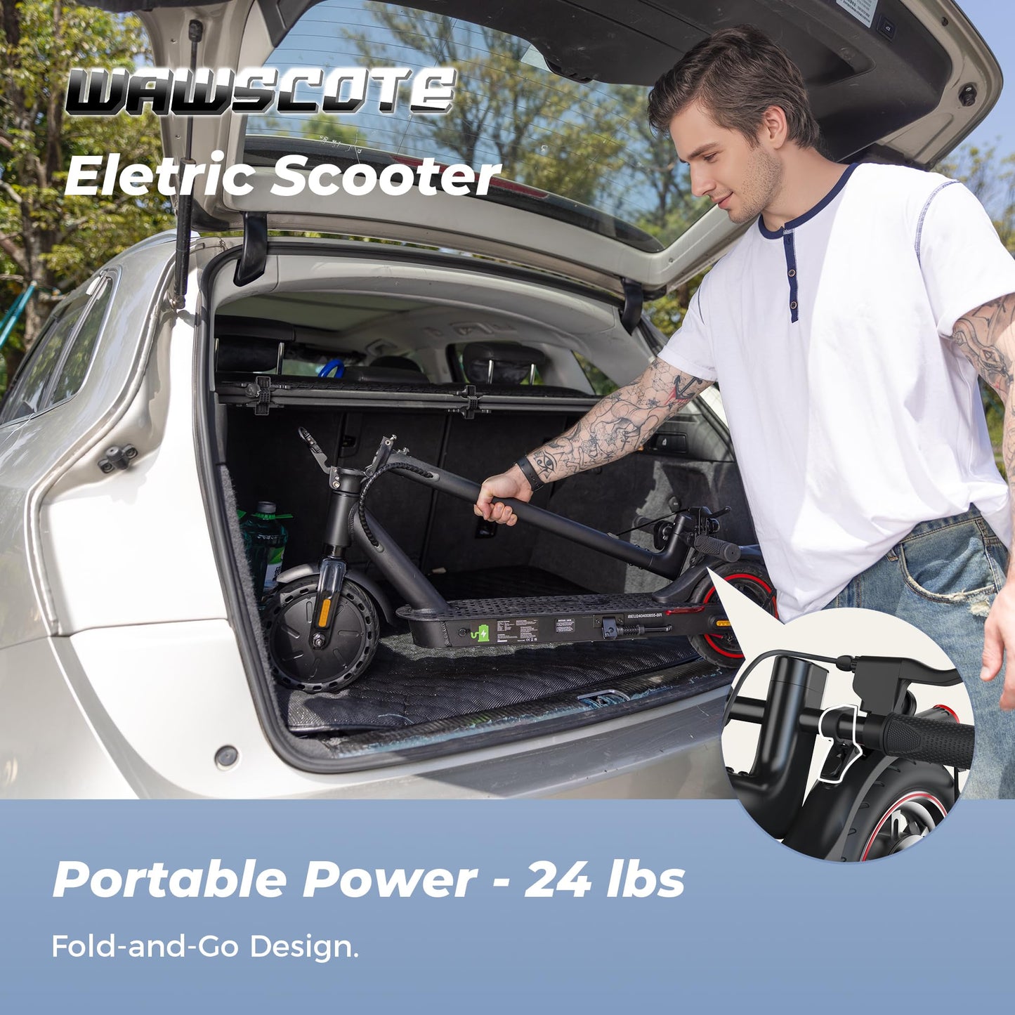WAWSCOTE Electric Scooters - Electric Scooter for Adults, 500W Peak Motor, 18 Max MPH, 21 Miles Range, APP Control, Lightweight Foldable E-Scooter