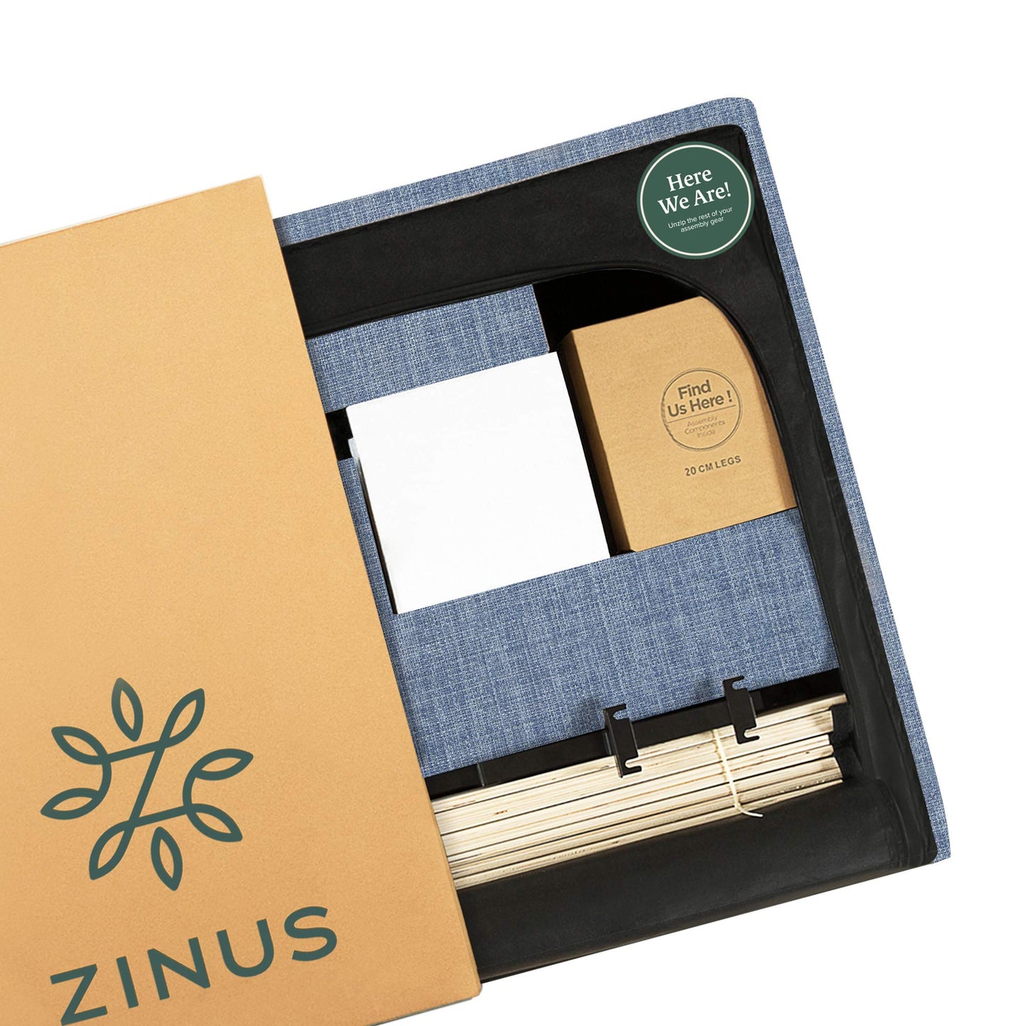 Zinus Lottie Upholstered Platform Bed Frame, Mattress Foundation, Wood Slat Support, No Box Spring Needed, Easy Assembly, Blue Slate, Full