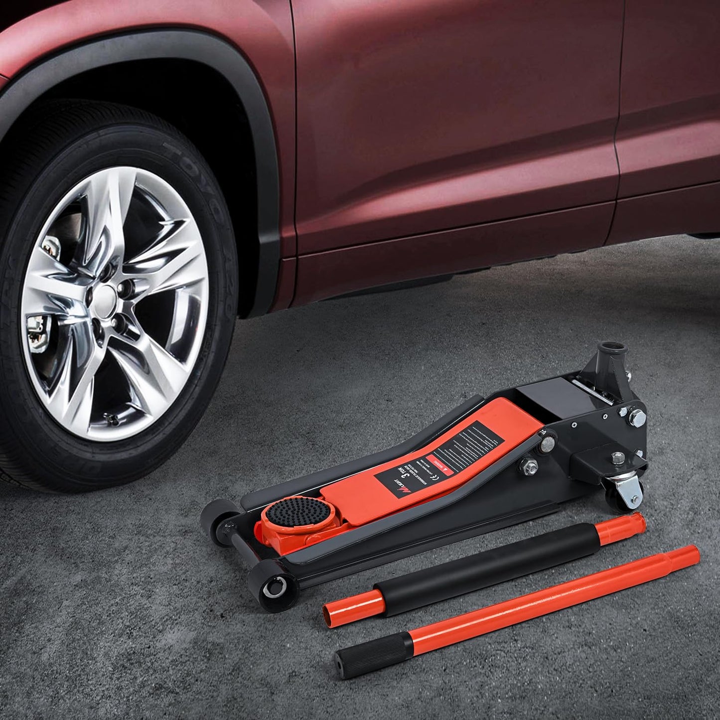 Nilight 3 Ton Floor Jack, Low Profile Car Hydraulic Jack with Dual Pistons Quick Lift, 2.95"-19.88" Lifting Range