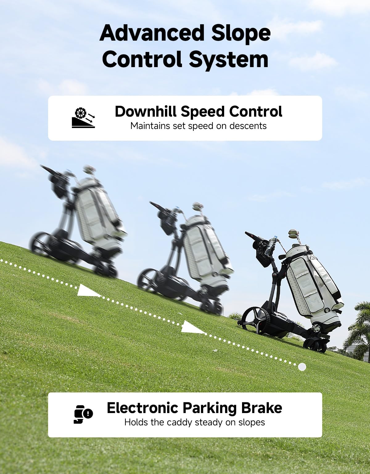 KEMIMOTO ApexAI Electric Golf Caddy that Follows You, 492 FT Remote Control, Power Assist Mode, Dual 240W Motor, 36-Hole Battery, IPX5, Compact Folding w/USB-C, Drink & Umbrella Holder