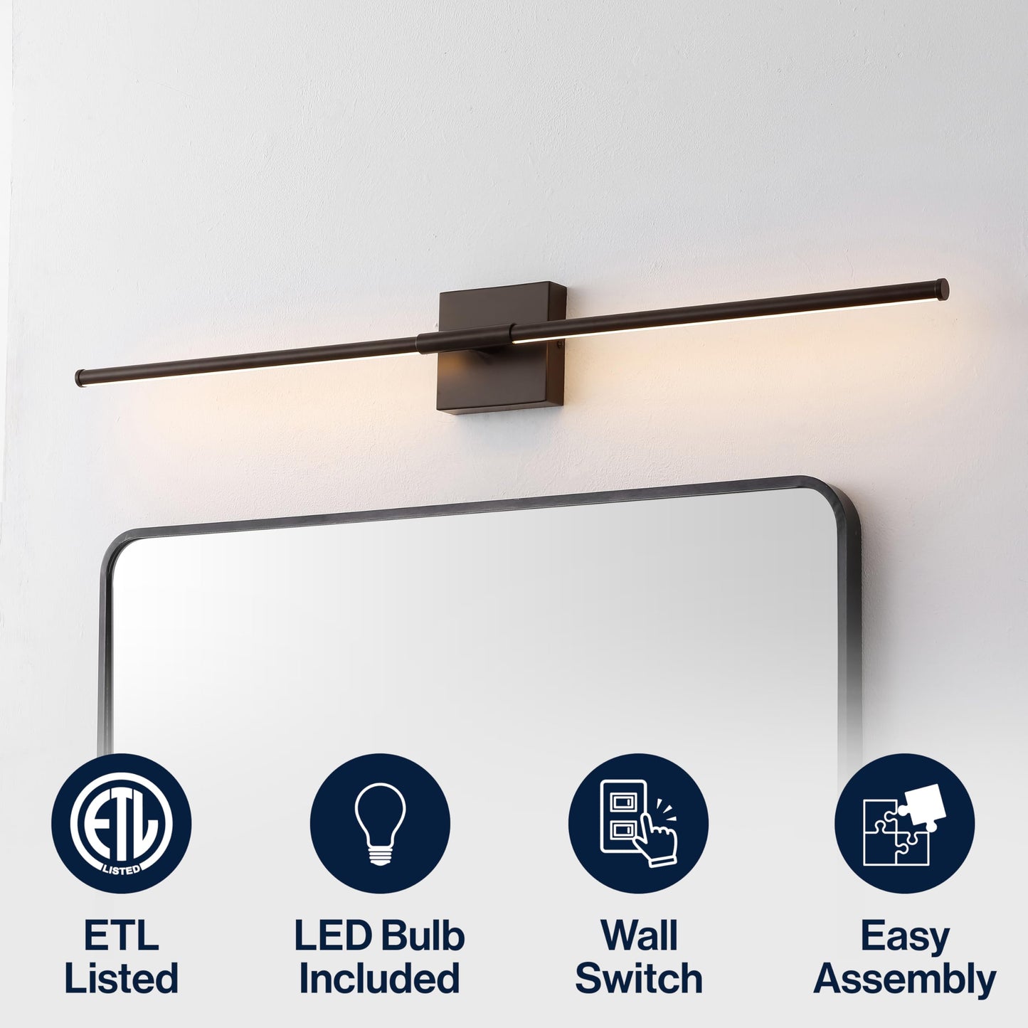 JONATHAN Y Wall Sconce, Modern Minimalist, Dimmable LED, 32in, Metal, Oil Rubbed Bronze, Model JYL7040D