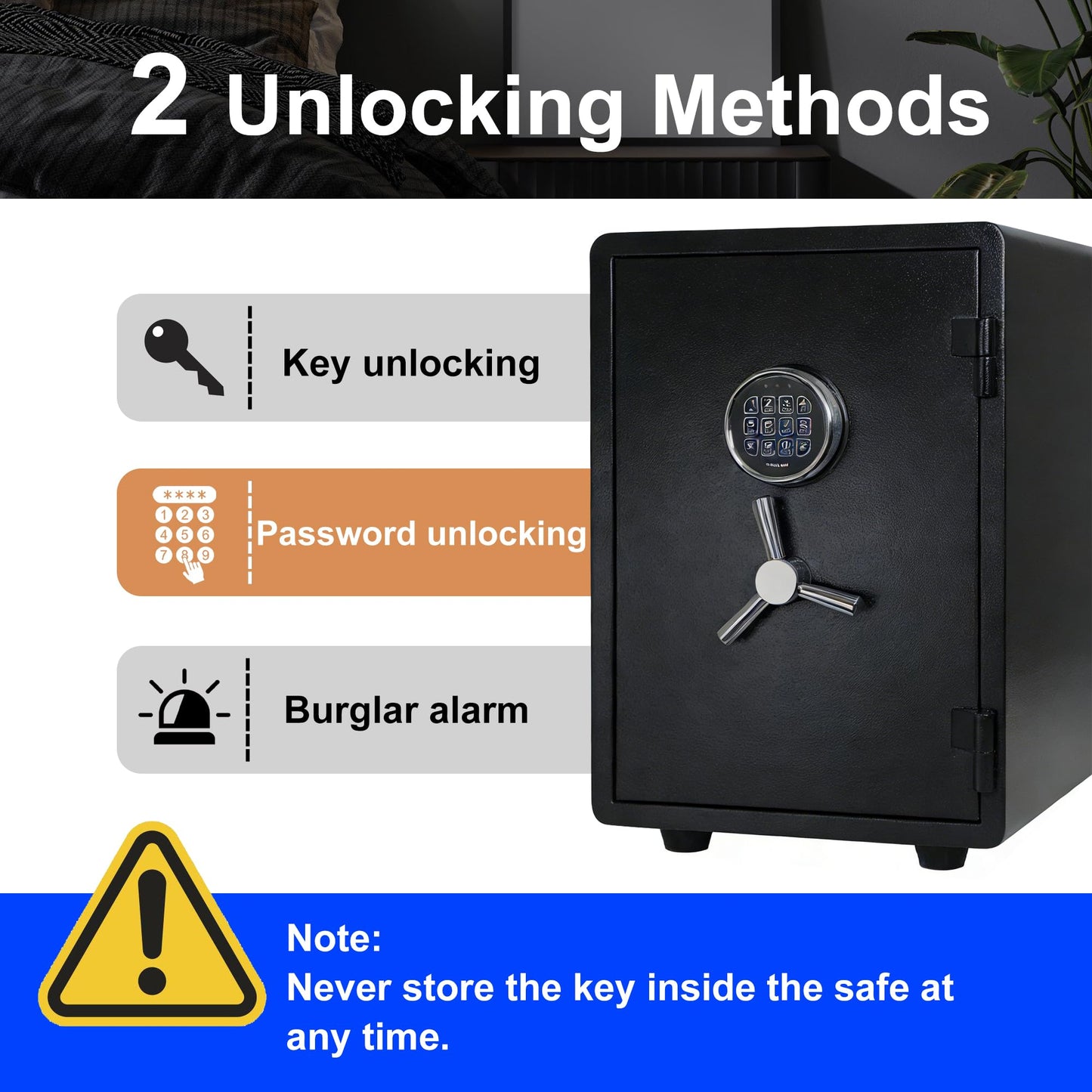 Waterproof and Fireproof Safe Box for Home with Digital - 0.9 Cubic Feet 94 lbs Heavy 1 Hours Fire Proof Safes - Home Safes Box for Firearm Medicine Money Valuables Document (Black, 94 LBS)