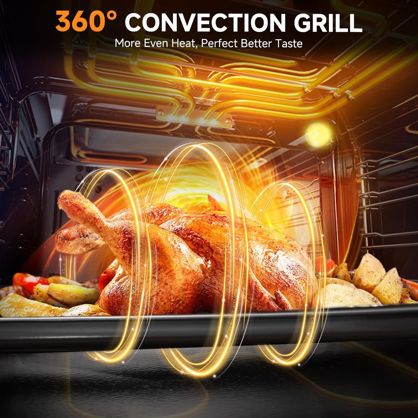 24" Single Wall Oven for Kitchen: 2200W Built-in Electric Wall Oven with Mechanical Knobs Control, 2.5 Cu.ft. Stainless Steel Wall Oven with 6 Cooking Modes, Convection Oven, Timer