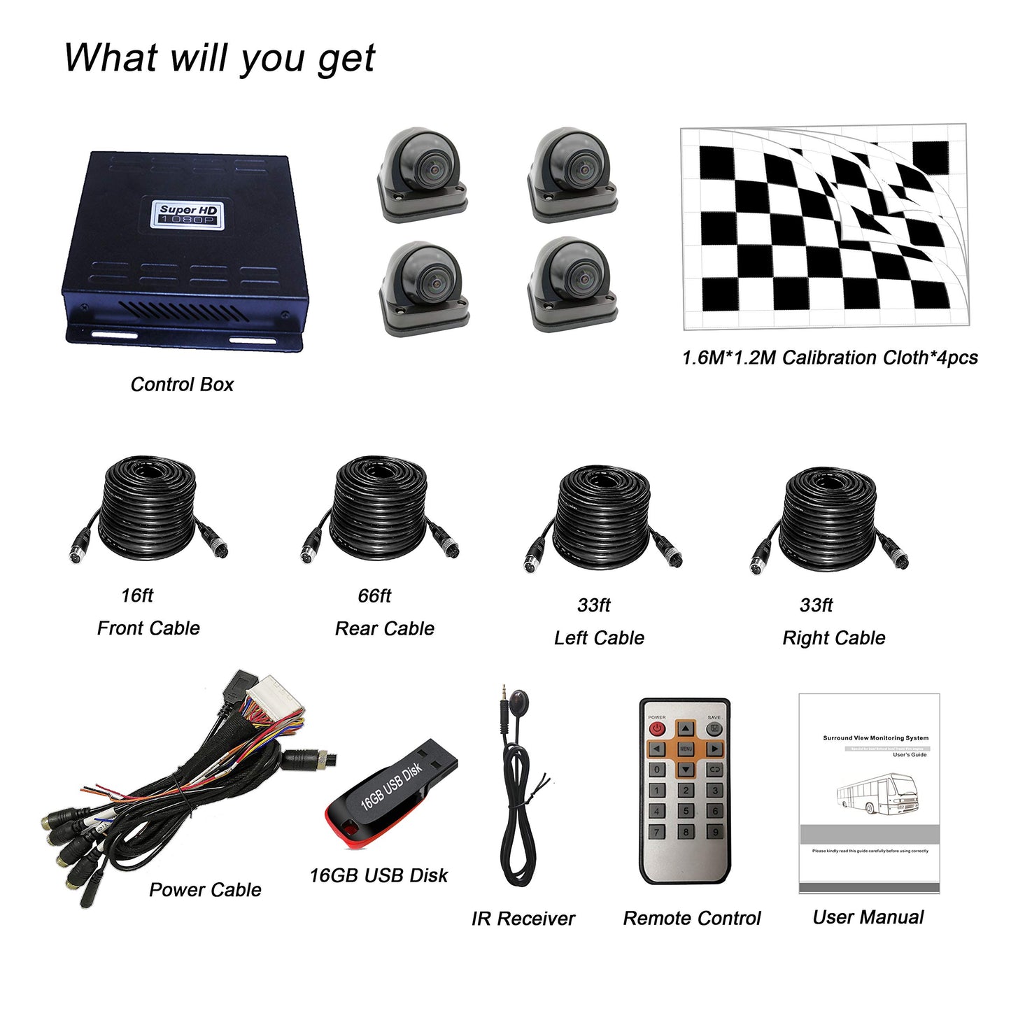 Weivision Hd 1080P 360 Degree Bird View Car DVR Recording Panoramic View All Round Rear View Camera for Bus Truck School Bus Fire Engine Touring Van Motorhome Caravan