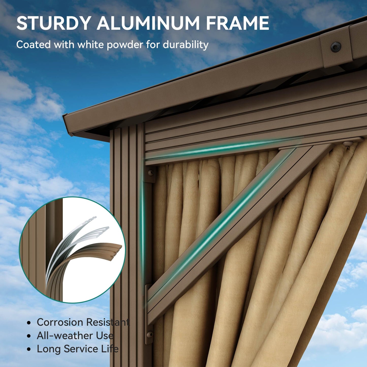 YITAHOME 12X20FT Hardtop Gazebo Double Roof Canopy Galvanized Iron Aluminum Pillar Garden Tent Curtains Netting for Patios Backyards Decks Lawns