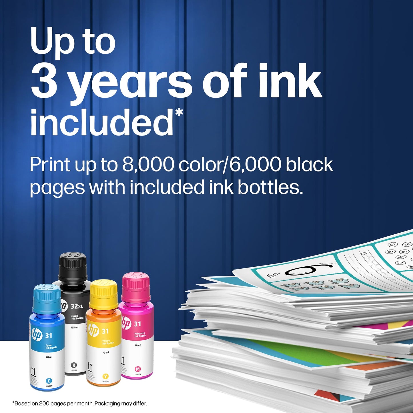 HP Smart Tank 6003 Wireless All-in-One Ink Tank Printer, Scanner, Copier with up to 3 Years of Ink Included, Best-for-Home, Cartridge-Free Refillable, AI-Capable (D35XXA)