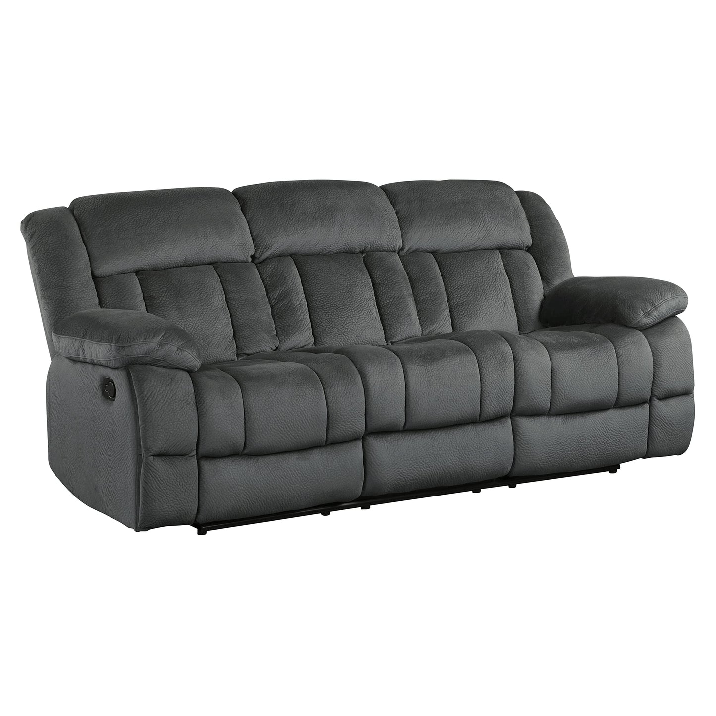 Lexicon Home Theater Seating, Wall Hugger Manual Reclining Sofa, 3-Seat Dual Recliner Sofa for Living Room, 90" W Sofa, Charcoal