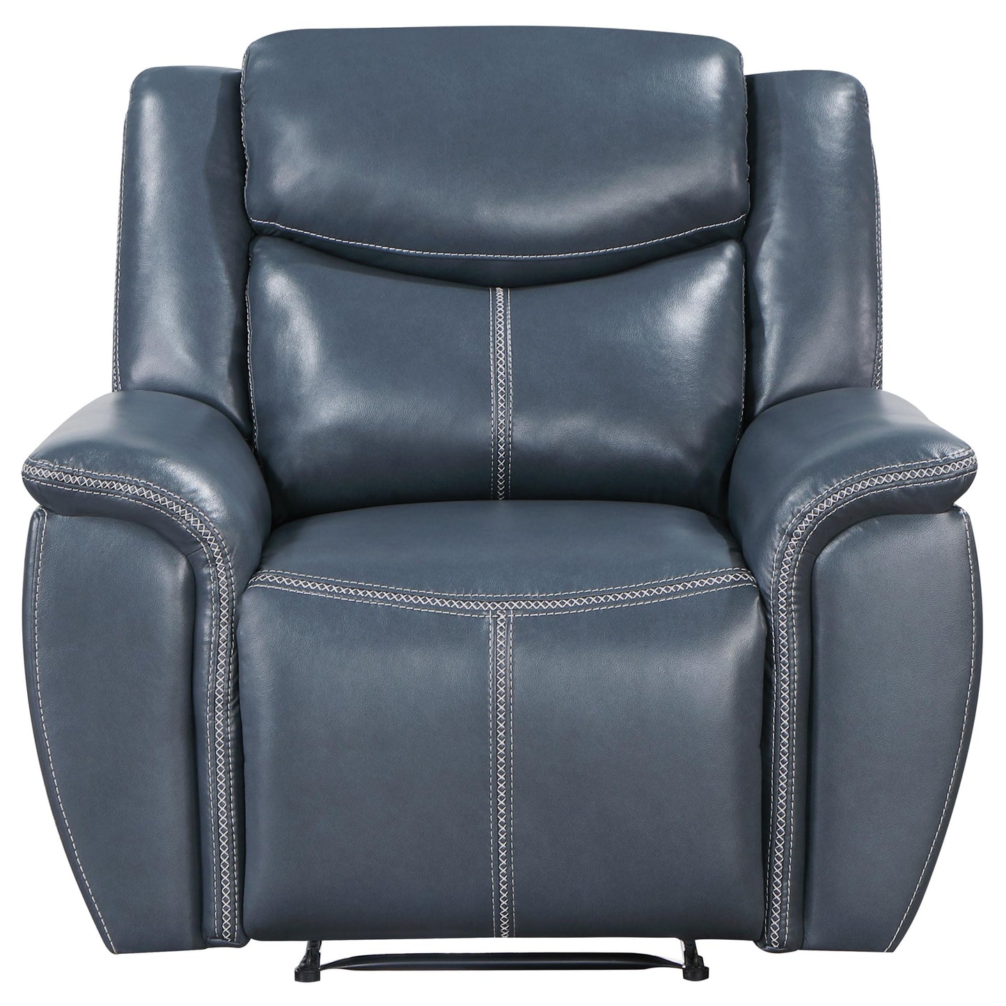 Coaster Home Furnishings - Sloane - Faux Leather Upholstered Recliner Chair with Manual Reclining, Padded Arms, and Pull Handle - Living Room - Blue - 610273