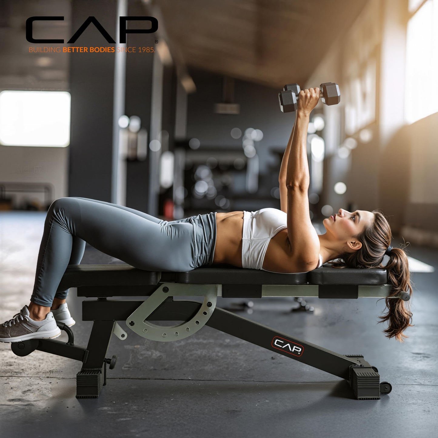 CAP Barbell Adjustable Training Utility Weight Bench | Multi-Position Incline Bench with 6 Backrest Adjustments, Leg Anchor, Wheels & 600 LB Capacity | Home Gym Strength Bench
