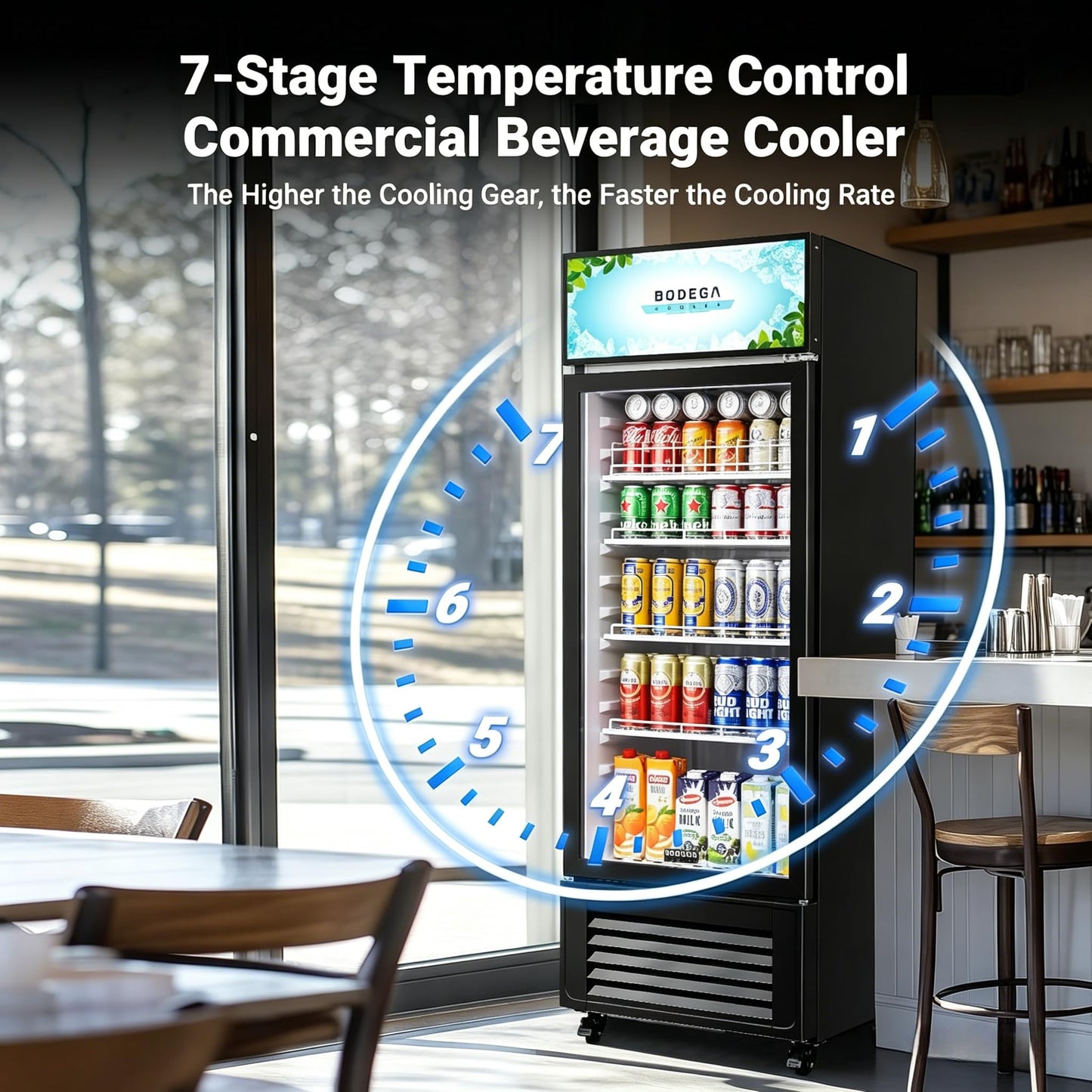 BODEGACOOLER Beverage Refrigerator and Cooler, 10.0 Cu.Ft. Commercial Refrigerator For Home & Kitchen, Office and Garage, Display Refrigerator with Adjustable Shelves and LED Light For Beer, Soda.