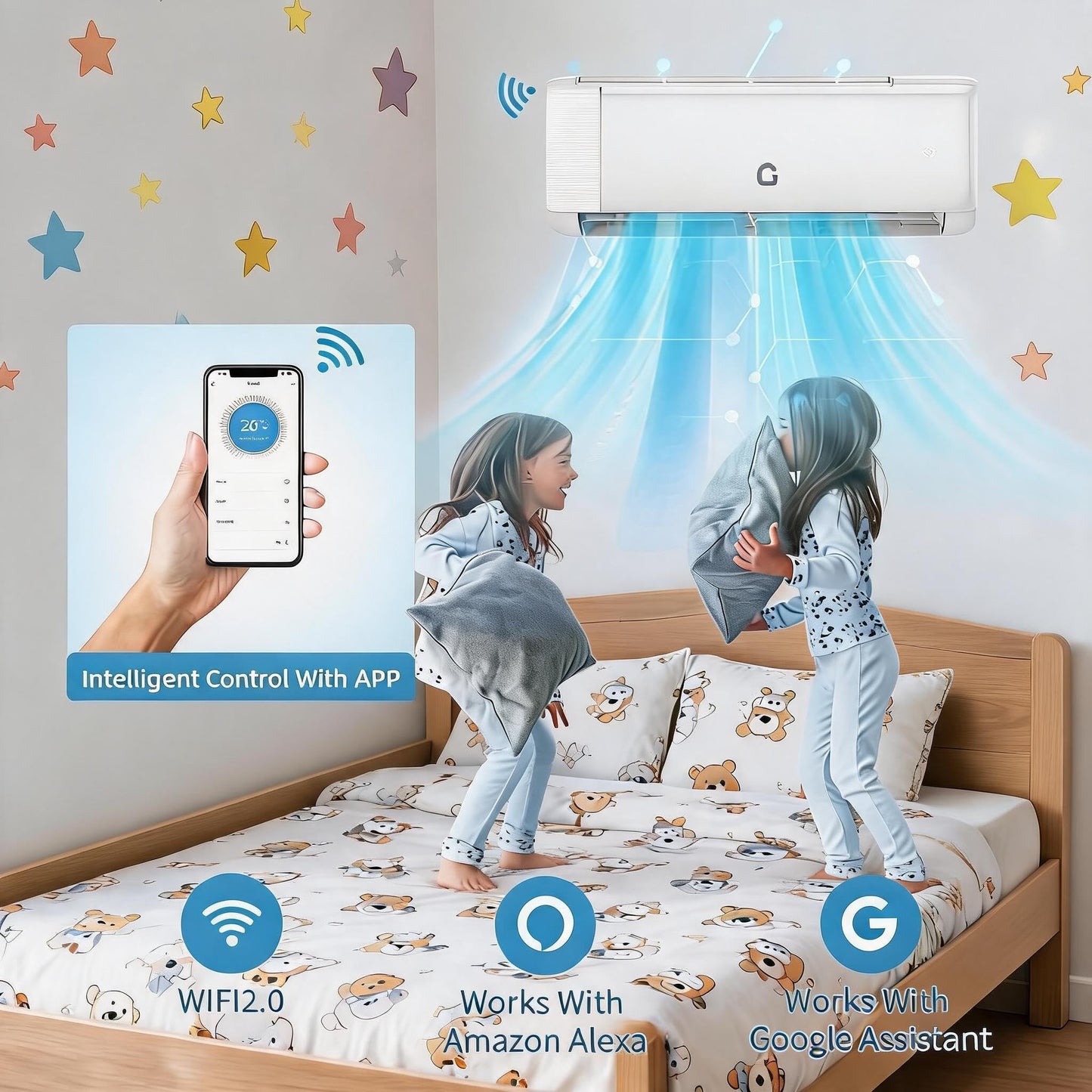 12,000 BTU Mini Split Central Air Conditioner & Heat Pump –, 22 SEER, 115V Ductless Inverter – WiFi & Alexa Enabled – Complete Installation Kit, Remote Control – Cools & Heats Rooms Up to 750 Sq.ft