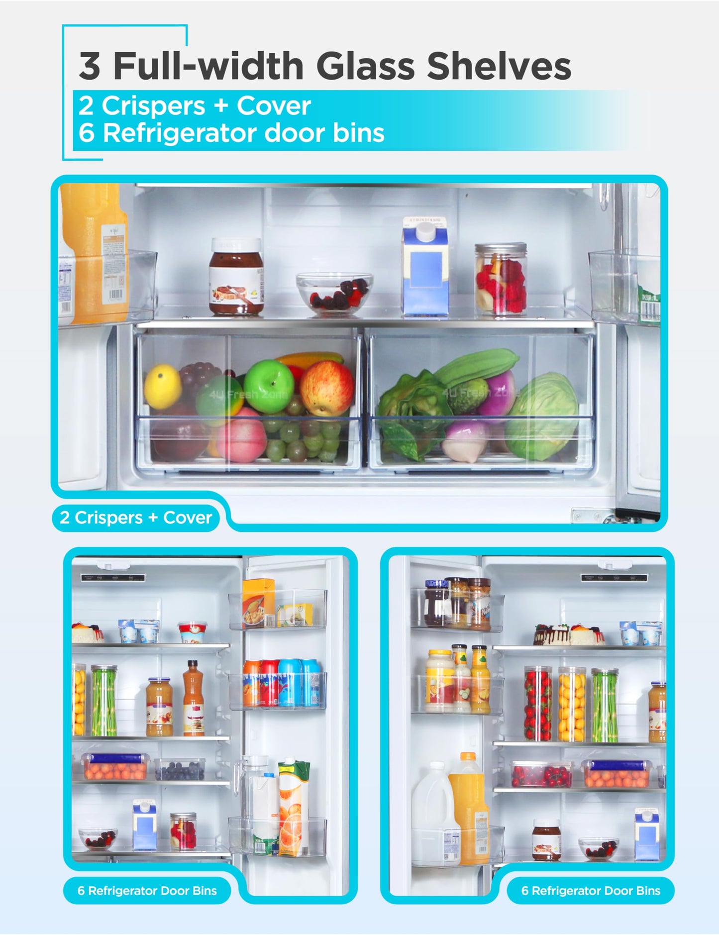 BLACK+DECKER 16 Cu. Ft. French Door Refrigerator with Built-in Ice Maker, Full Size Refrigerator with Bottom Mount Freezer Drawer, Frost Free, ENERGY STAR certified, BRF1600GIMB, Black
