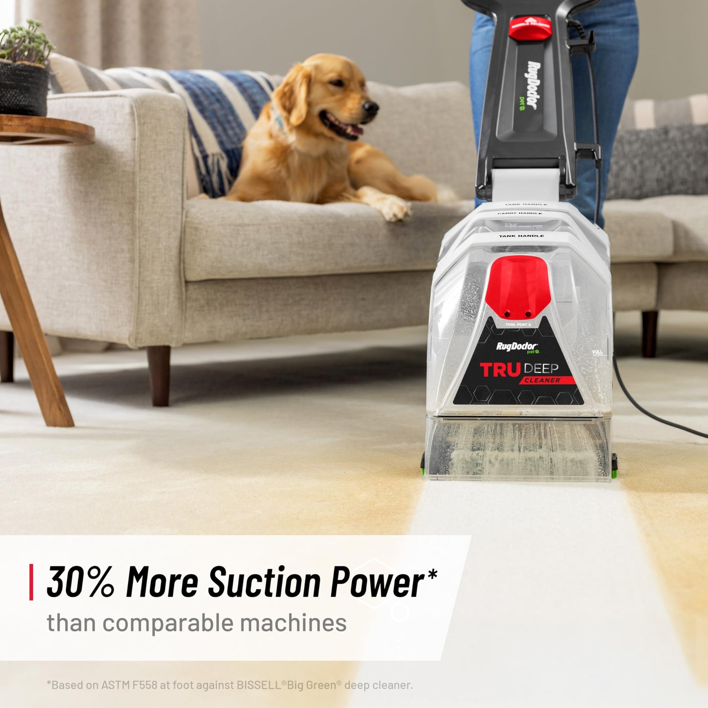 Rug Doctor Pet TruDeep CleanerTM, Pet Upholstery Tool, Best-In-Class Suction Power, Dual Cross-Action Brush Technology for One-Pass Cleaning, Professional-Grade Carpet Cleaner