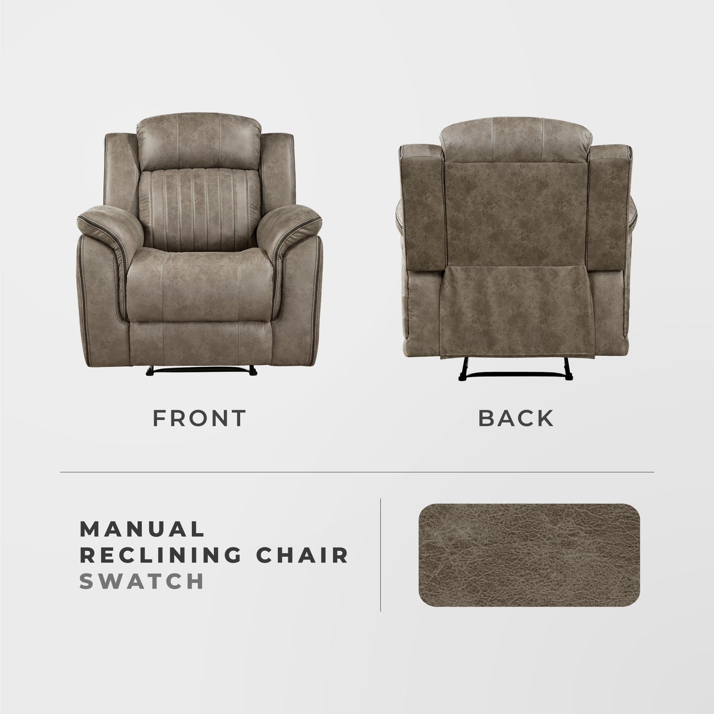 Lexicon Recliner Chair, Home Theater Seating, Manual Polished Microfiber Upholstery Reclining Chair, 39.5" W Recliner, Sandy Brown