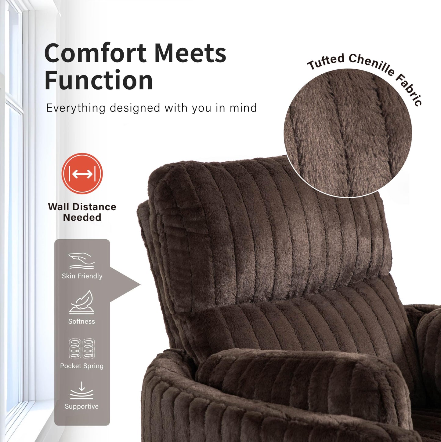 Furniture of America Vyrinor Modern Chenille Power 220° Swivel Recliner Chair with Pillows, Reclining Glider, Comfy Sofa, Wooden Comfortable Couch for Living Room, Nursery, Dark Teal Green
