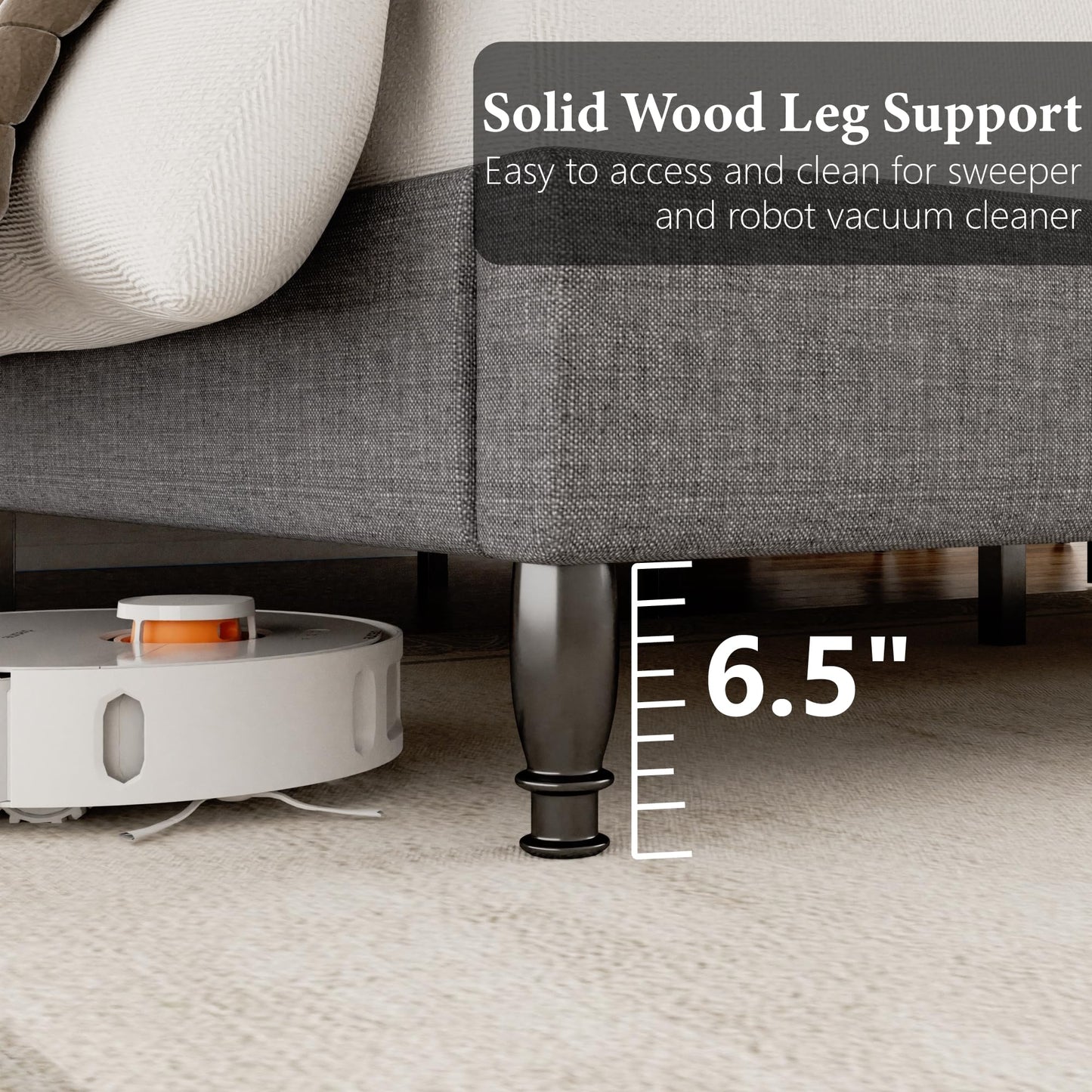 Feuorlwe Queen Size Upholstered Platform Bed Frame, Light Grey