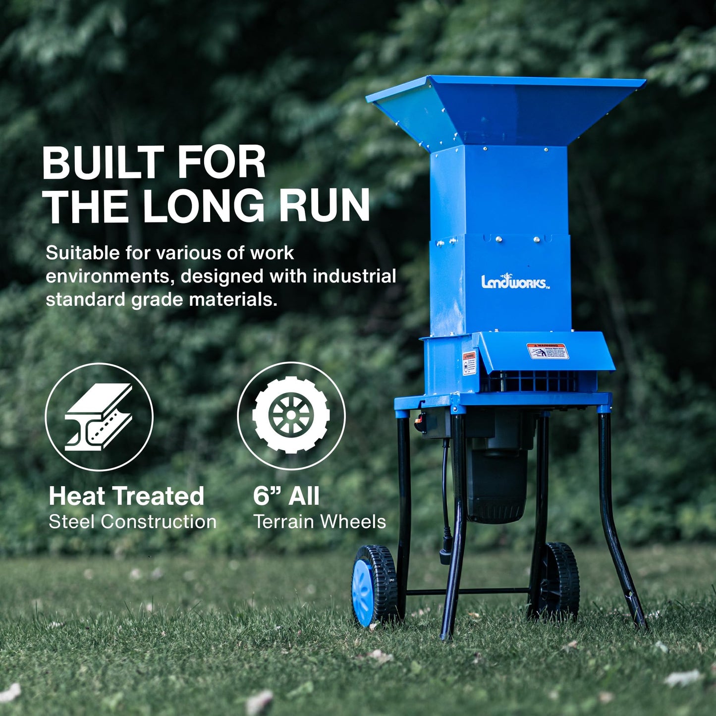 Landworks Leaf Mulcher Shredder Electric Green and Waste Management Heavy Duty 120V AC 11" Inch Cutting Blade .5" Inch Cutting Capacity for Leaves, Grass, & Clippings