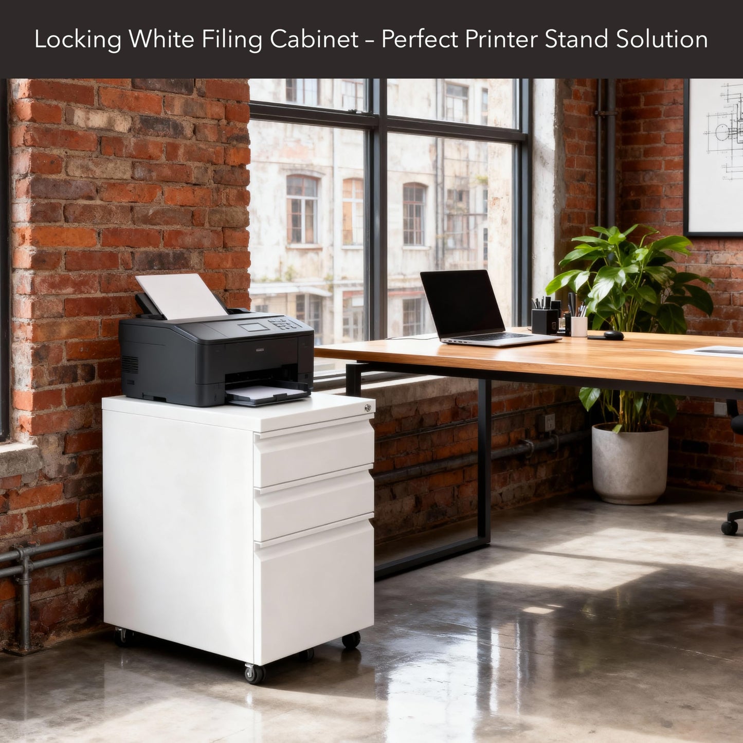 Mount-It! 3 Drawer File Cabinet with Lock and Wheels, Under Desk Storage Filing Pedestal for Home Office, No Assembly Small Rolling File Cabinet for Legal, Letter, and A4 Files in White