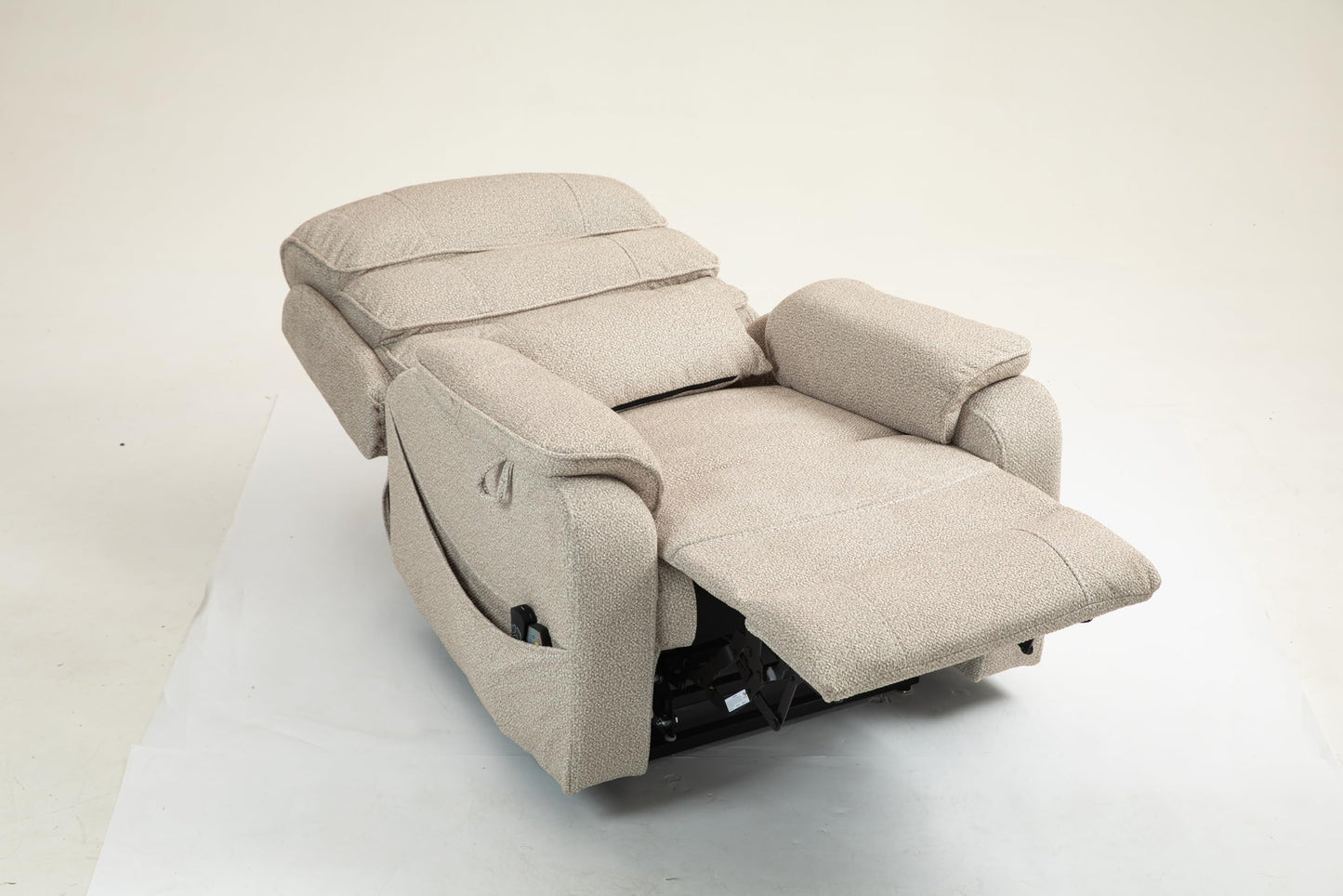 Ball & Cast Lift Recliner Chair with Sides Pockets,Lounge Relax Single Sofa W/Maximum Adjustable Tilt 180 Degrees and Multi-Function Massage & Heat,Armrests W/Cup Holder,for Living Room,White