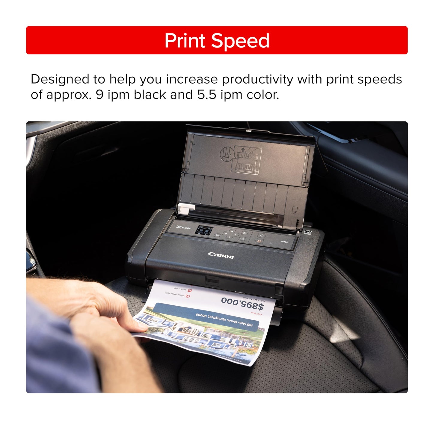 Canon PIXMA TR160 Wireless Portable Printer, 50-Sheet Paper Tray and 1.44" Display