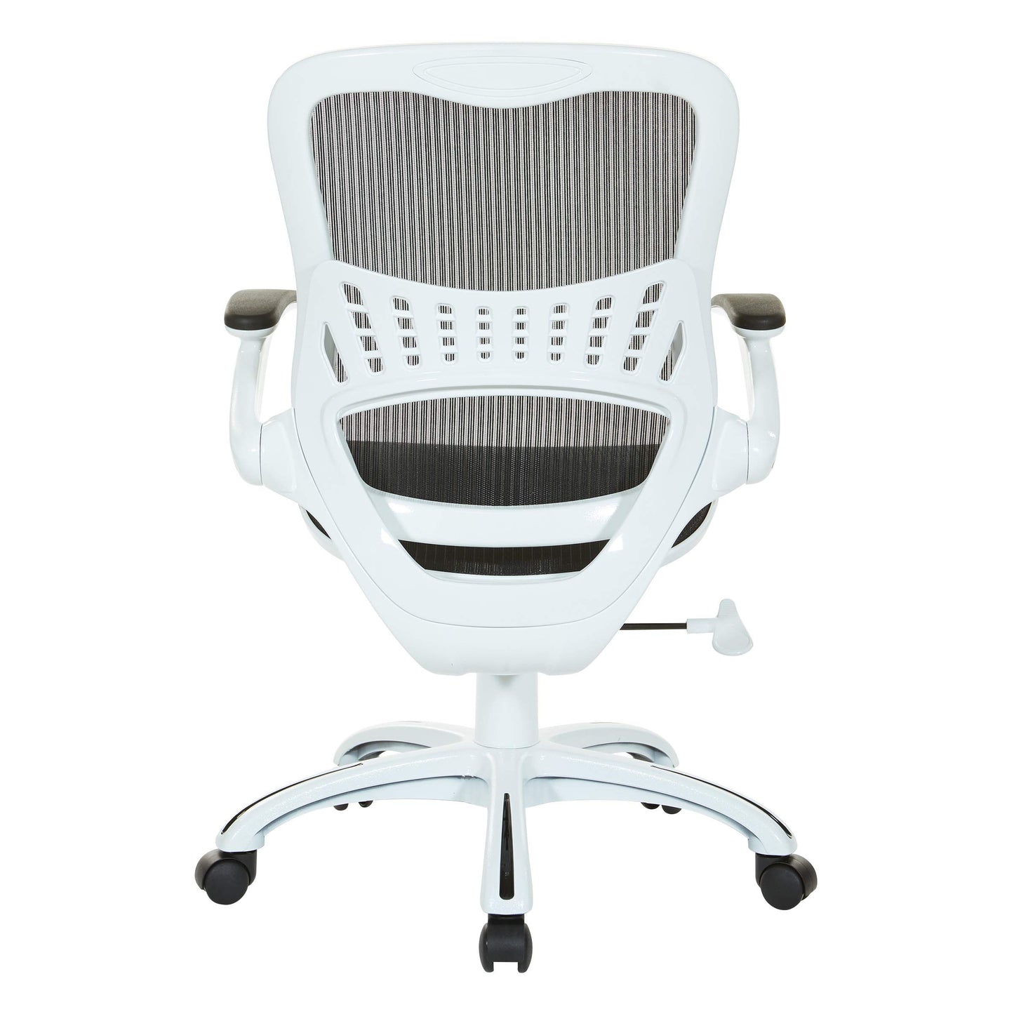 OSP Home Furnishings Riley Ventilated Manager's Office Desk Chair with Breathable Mesh Seat and Back, White Base with Black
